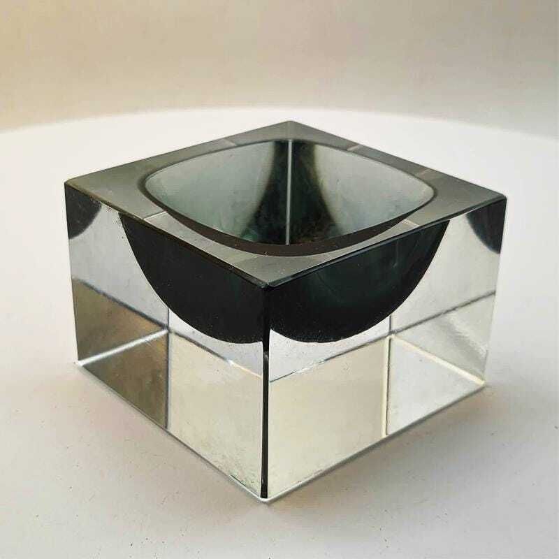 1960s Square Ashtray In Murano Glass Flavio Poli For Seguso With Original Certificate And Label. photo for sale