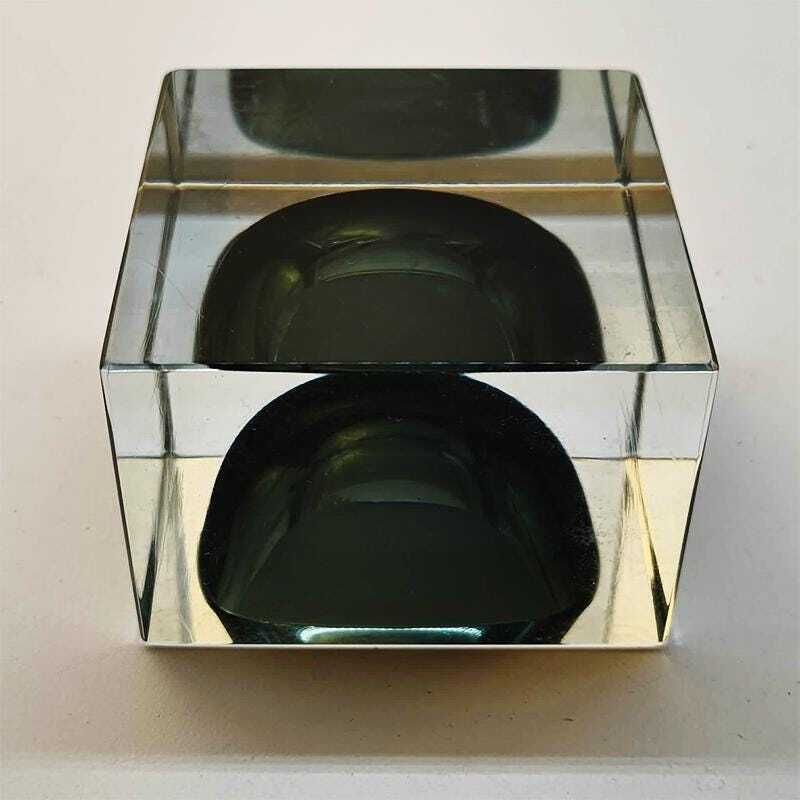 1960s Square Ashtray In Murano Glass Flavio Poli For Seguso With Original Certificate And Label. photo vintage