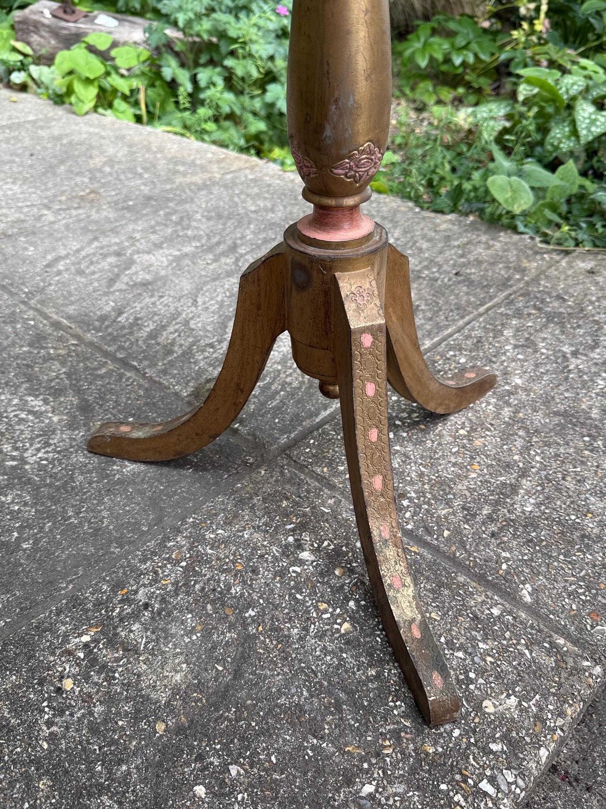 photo furniture Rare Vintage 1970s Pink And Gold Pedestal Planter Antique Style Jardiniere Stand
