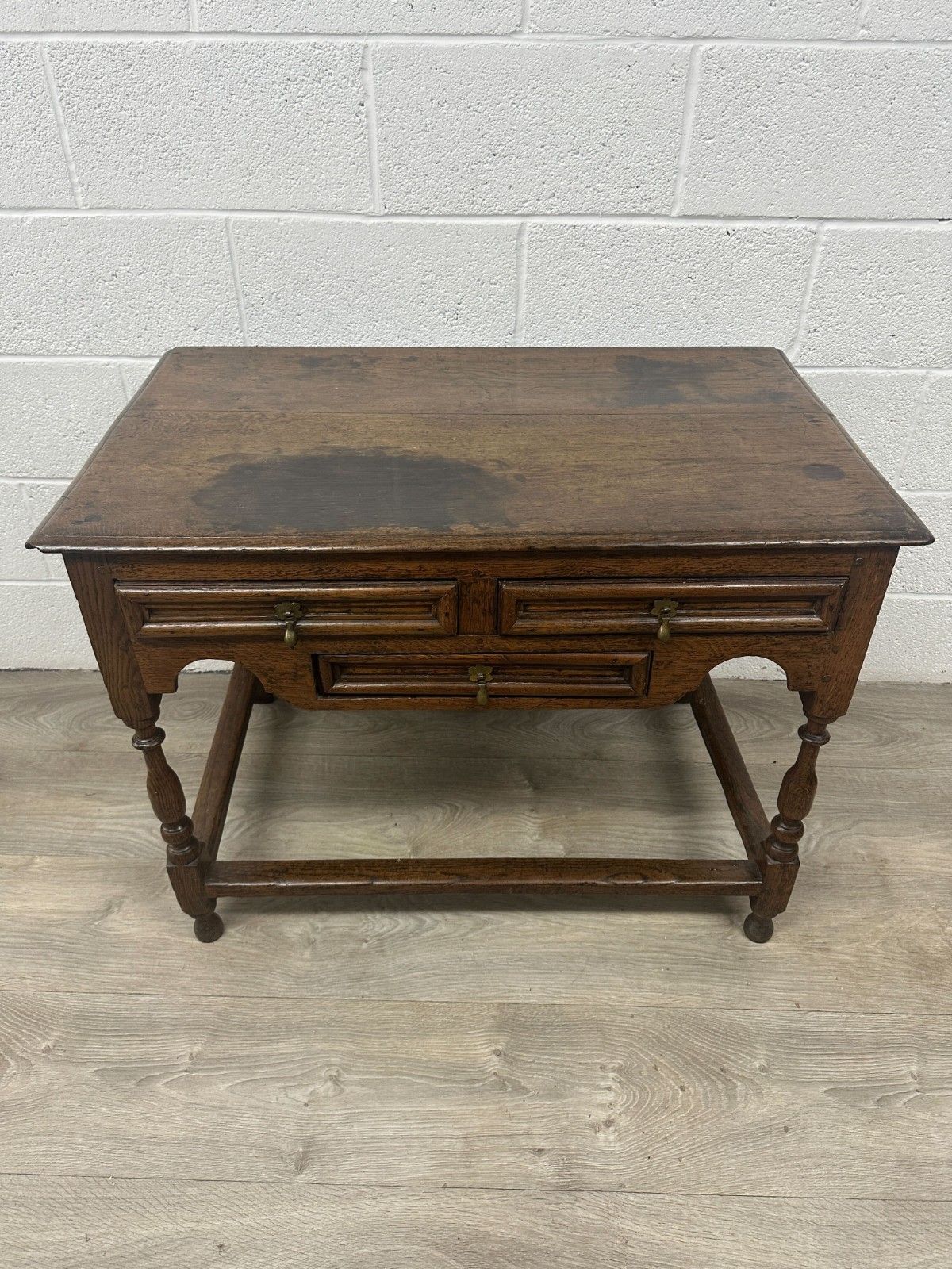 Georgian Oak Side Table Low Boy Jacobean Style W/ 5 Working Drawers Antique