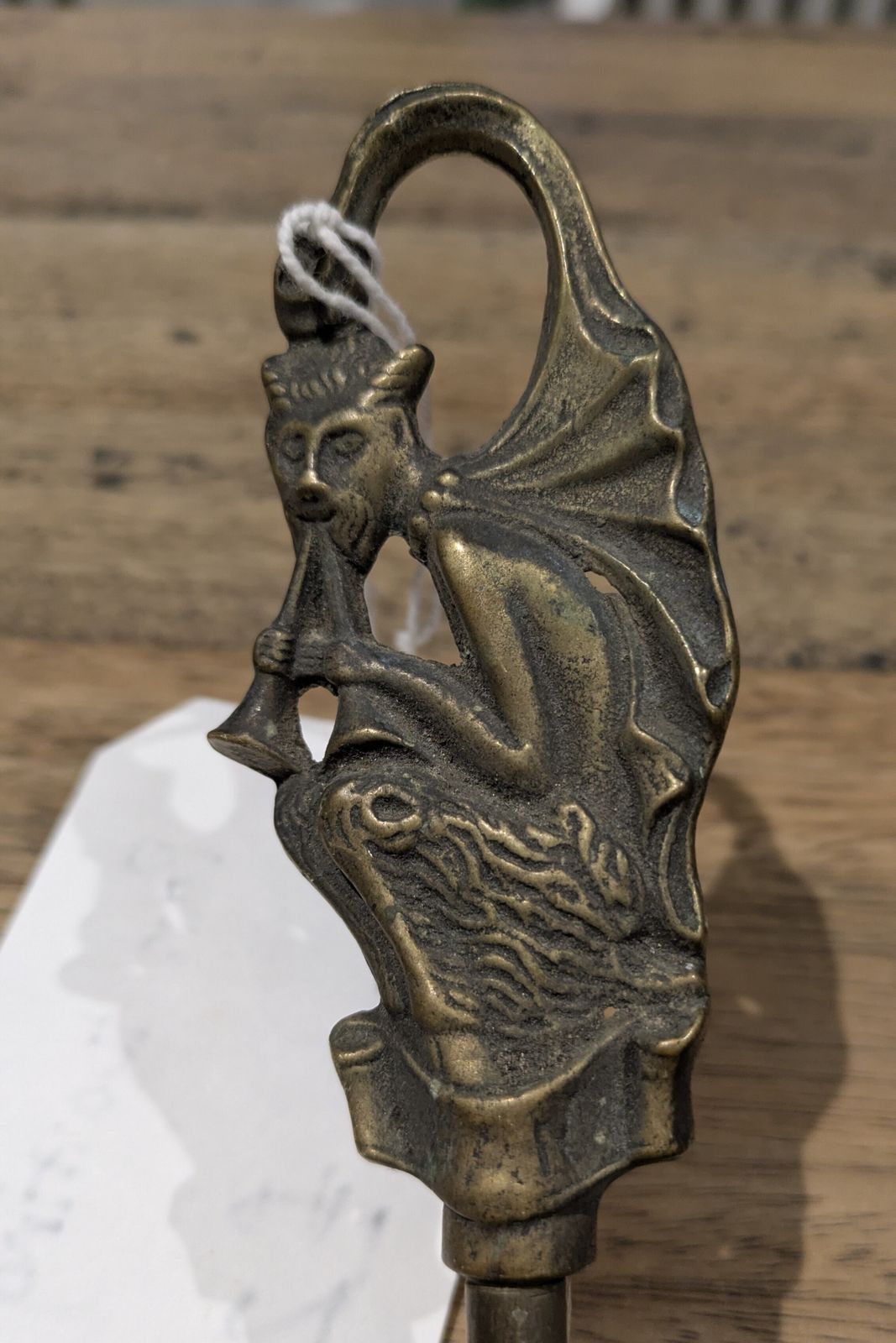 Victorian Brass Toasting Fork  Gargoyle Handle   Pierced Quatrefoil Head photo furniture