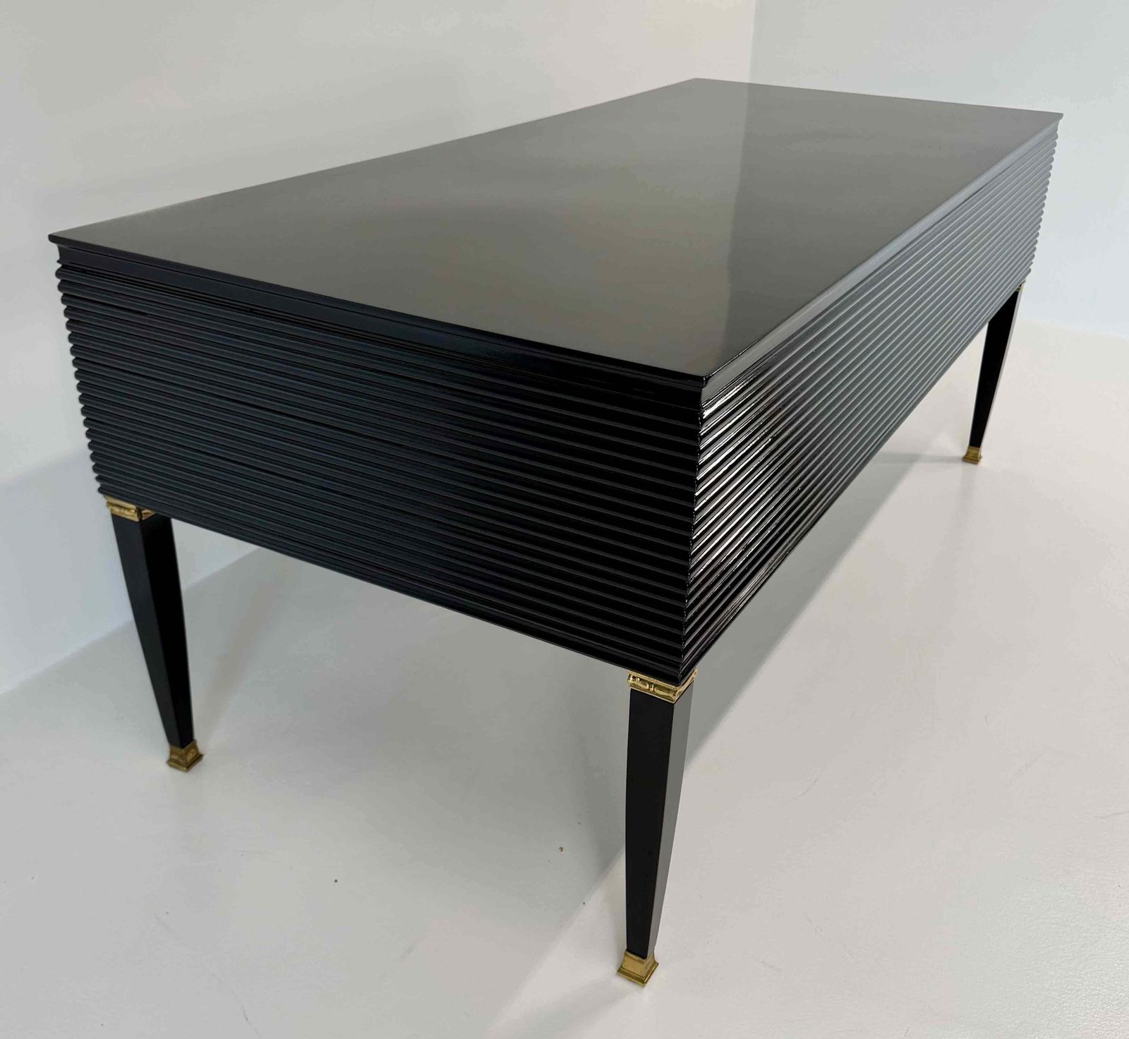 Art Deco Black And Brass Desk, 'Permanente Mobili Cantù', Paolo Buffa, 1950s photo 7835.0