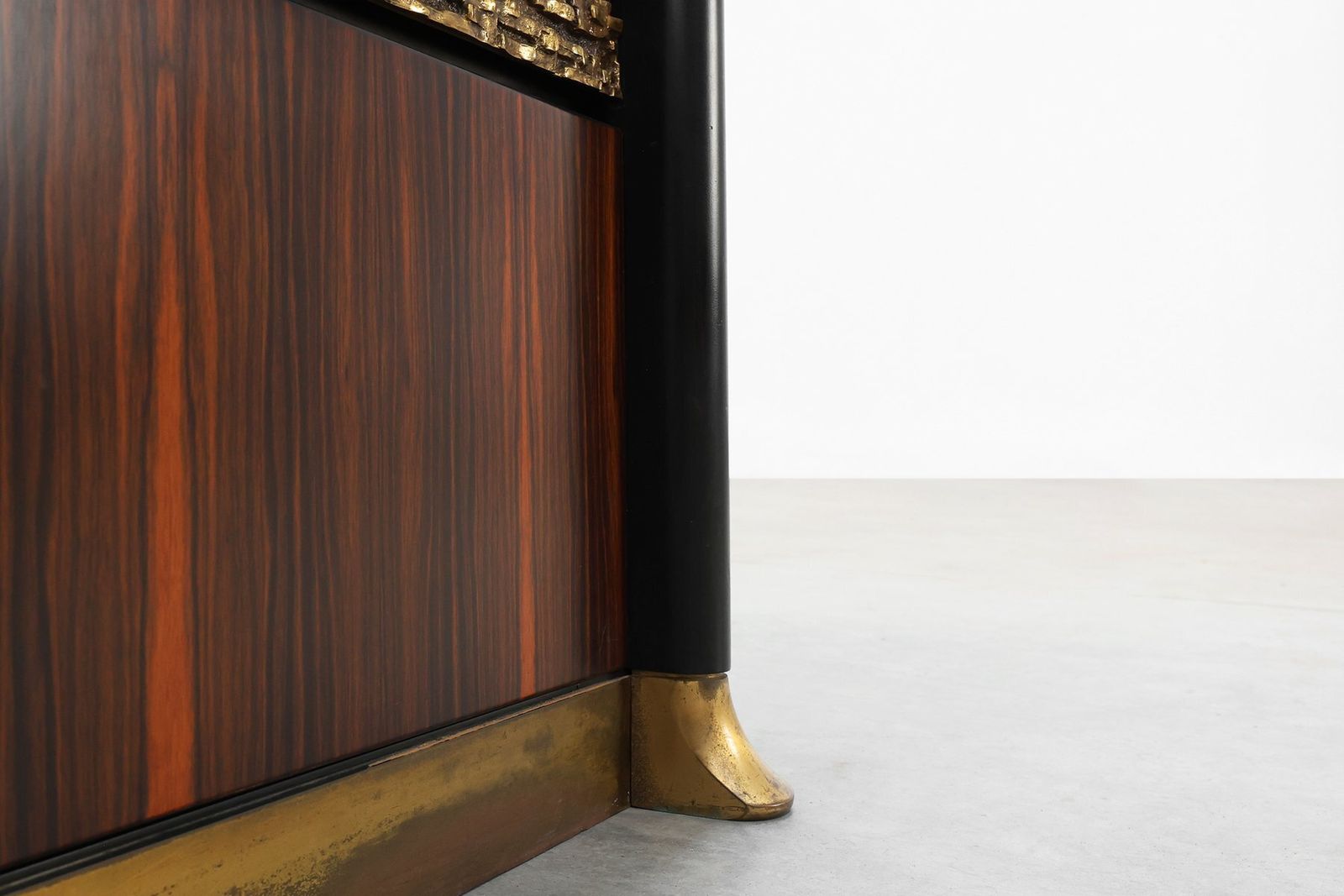 10716.0 Brutalist Sculptural Wood And Brass Credenza, Italy, 1970s photo