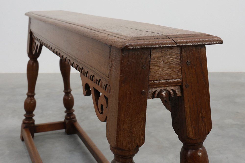 Antique Jacobean Carved Oak Bench, 1600s photo 3783.0
