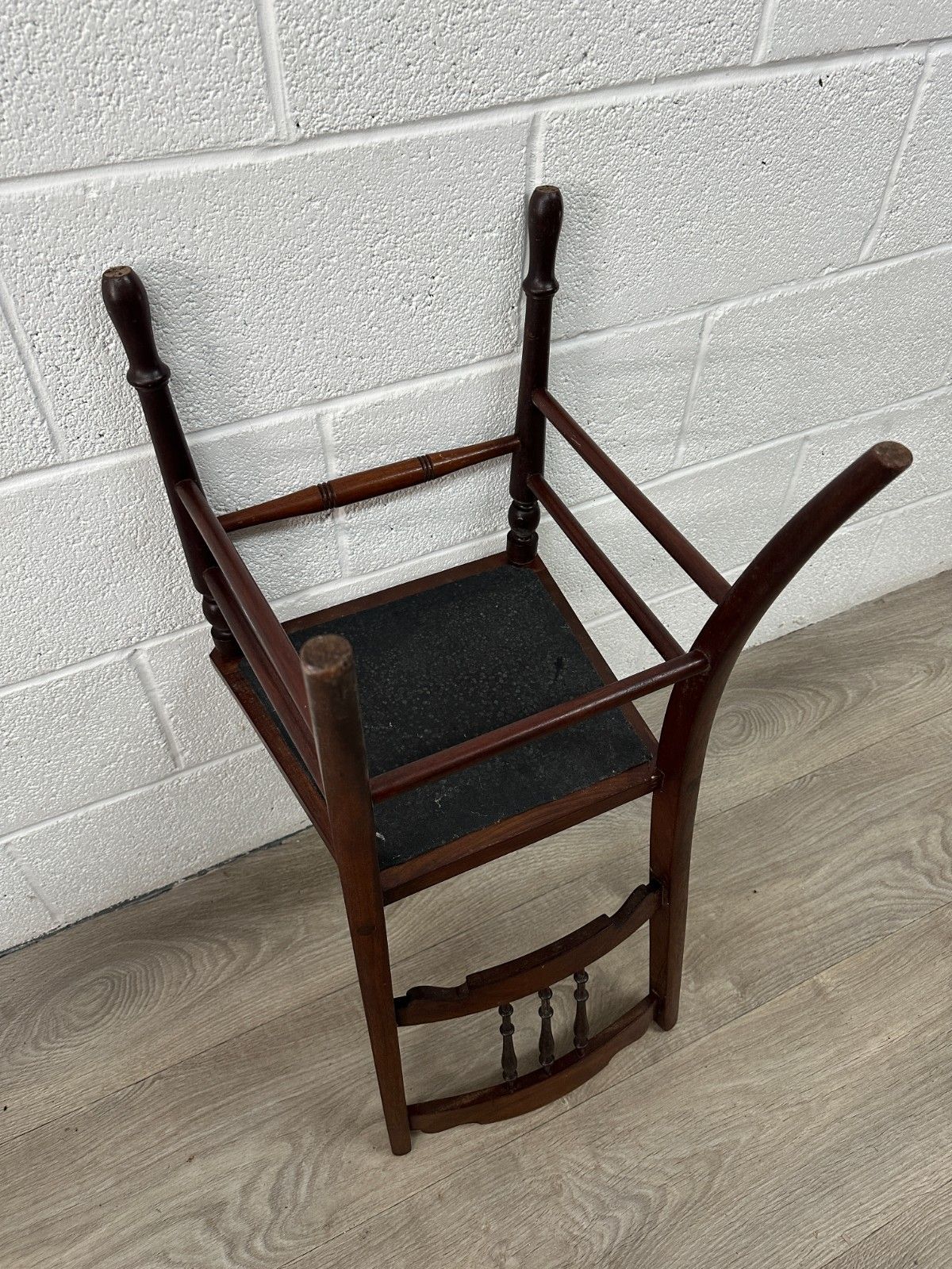 photo for sale Edwardian Mahogany Bedroom Hall Chair Seat Turned Spindle Back Yellow Upholstery