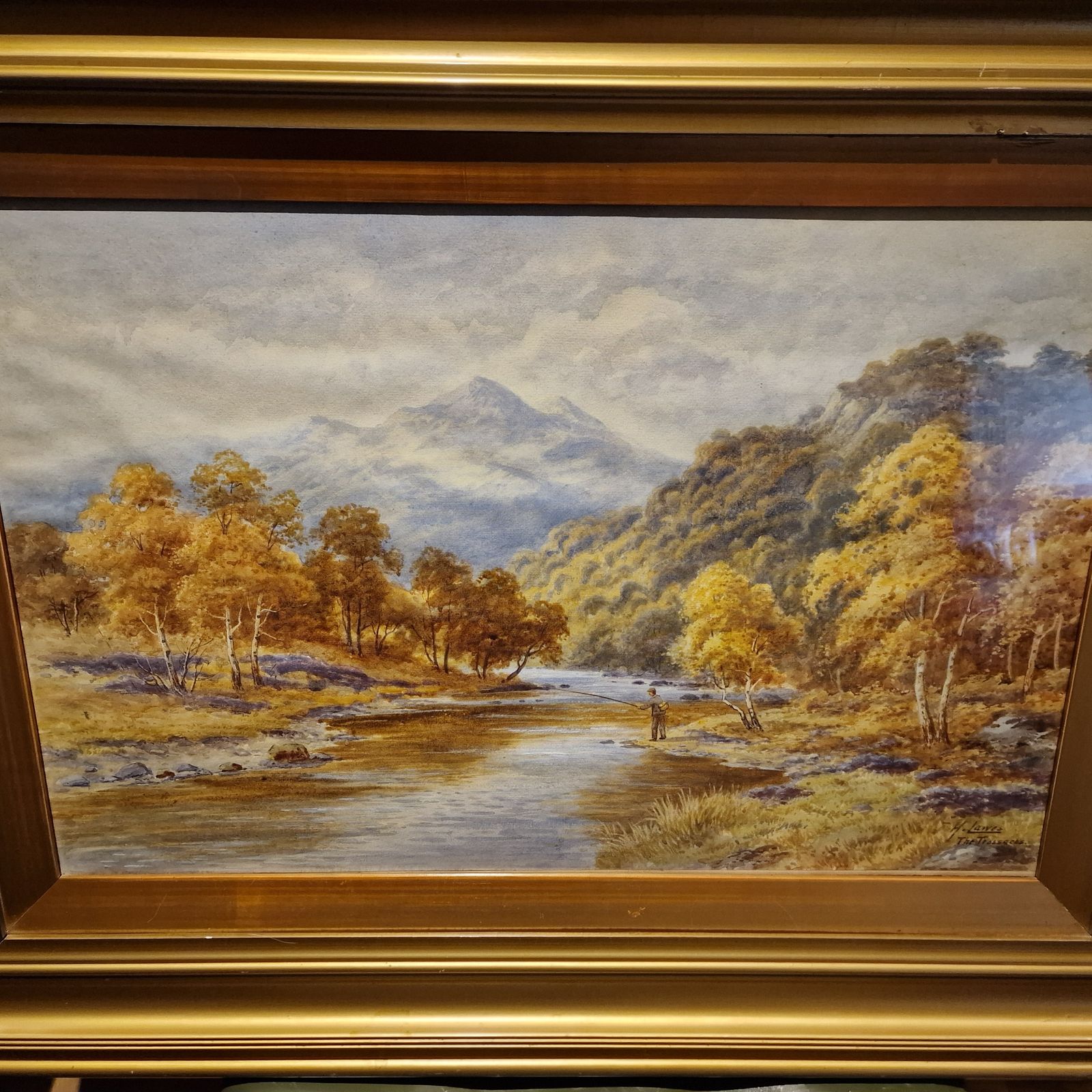 Harold Lawes Watercolour – The Trossachs – Signed Scottish Landscape, Framed photo Art