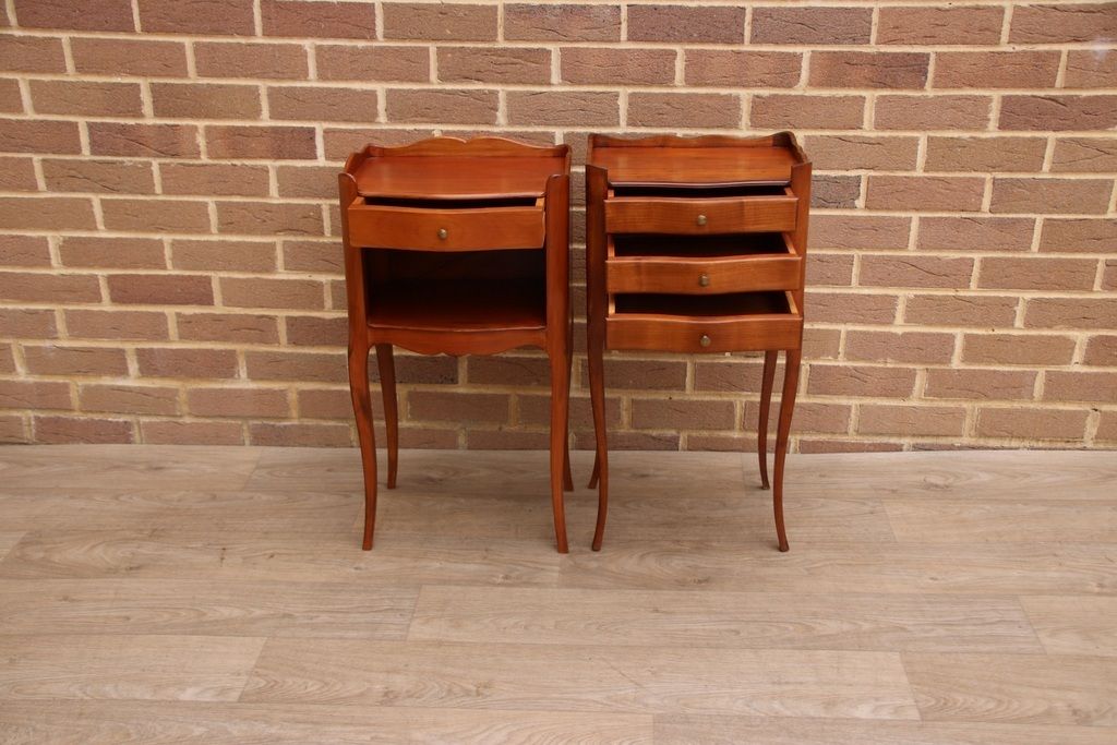 Pair Of French Louis Cherry Bedside Tables photo Furniture