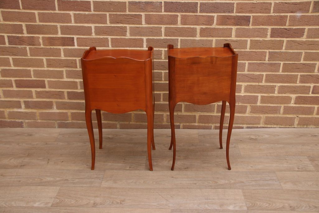 750.0 Pair Of French Louis Cherry Bedside Tables photo