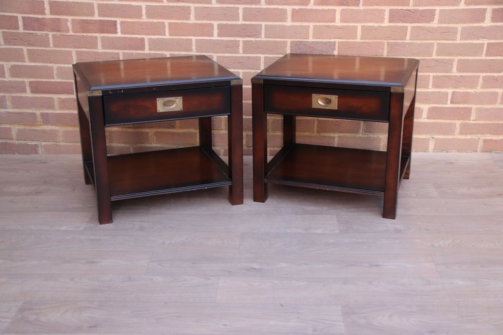 photo for sale Pair Of Military Campaign Bedside Tables