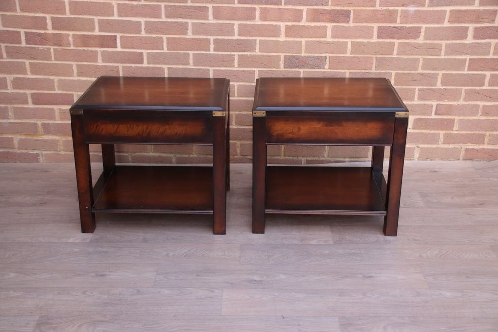 475.0 Pair Of Military Campaign Bedside Tables photo
