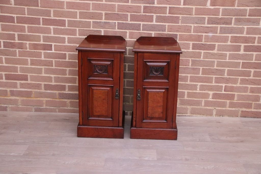 Pair Of Antique Mahogany Pot Bedside Tables