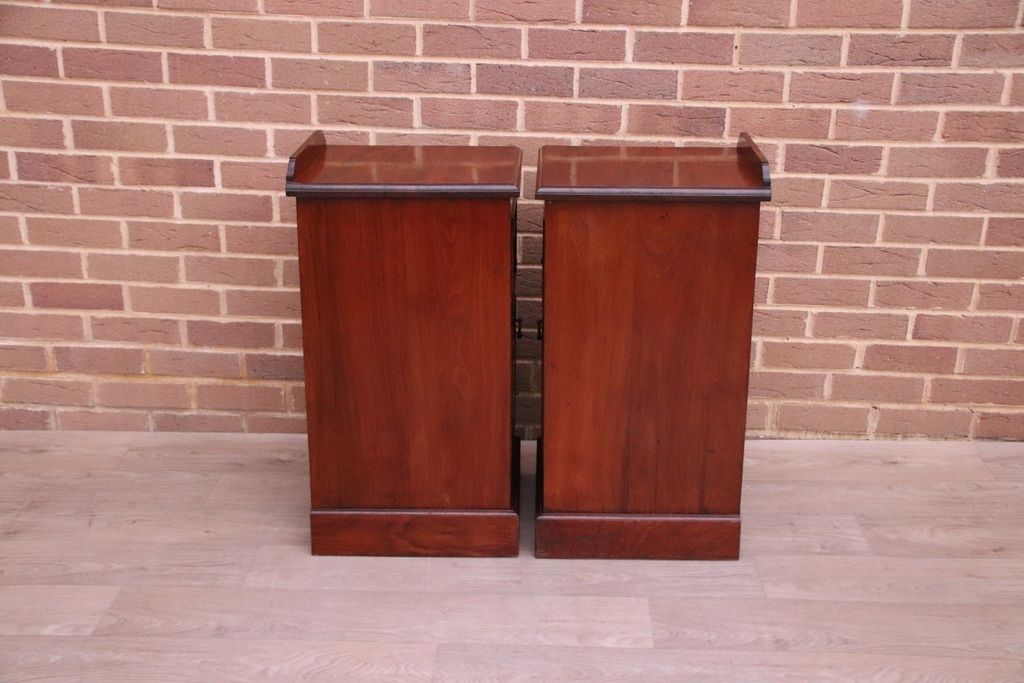 Furniture Pair Of Antique Mahogany Pot Bedside Tables photo