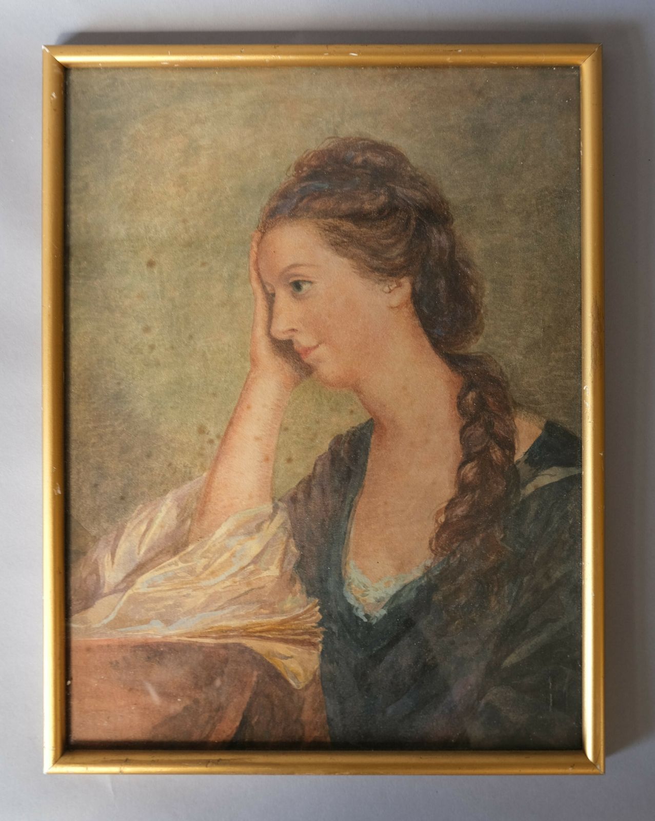 Victorian Watercolour Portrait  Of A Lady