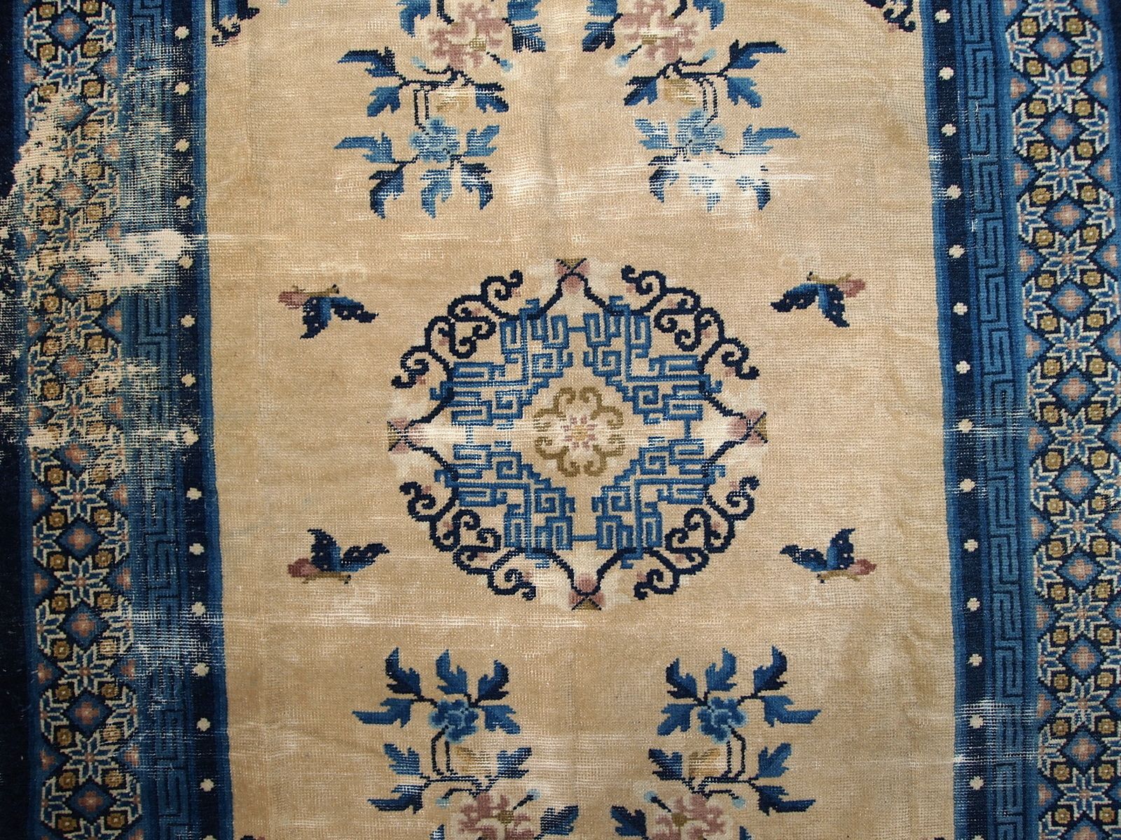 Handmade Antique Chinese Peking Wool Rug — 4'2" × 6'3" — 1880s photo vinterior