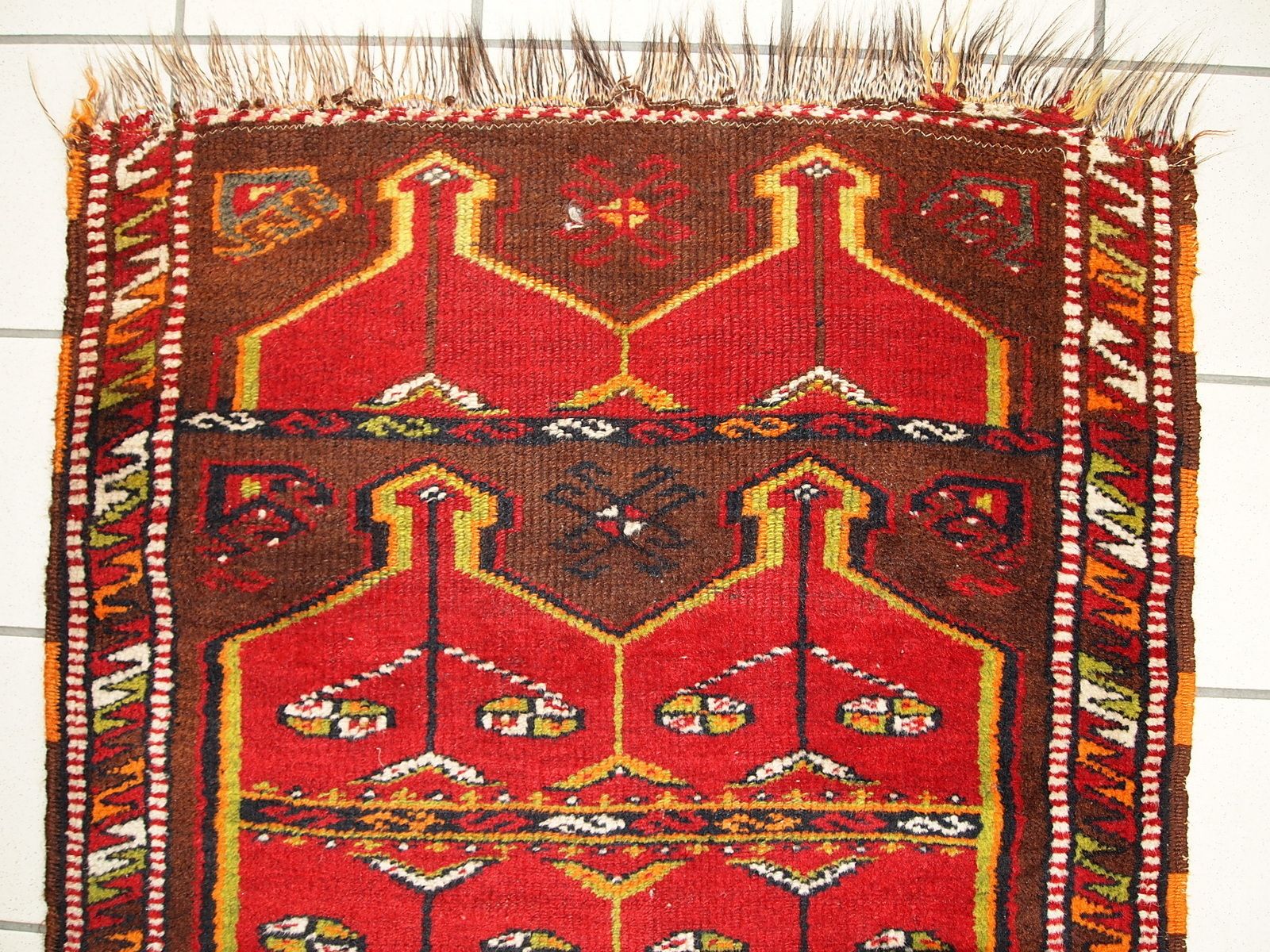 Handmade Antique Turkish Yastik Wool Rug — 2'5" × 6'2" — 1920s photo furniture
