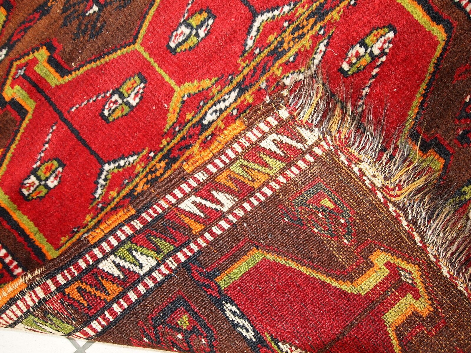 photo furniture Handmade Antique Turkish Yastik Wool Rug — 2'5" × 6'2" — 1920s