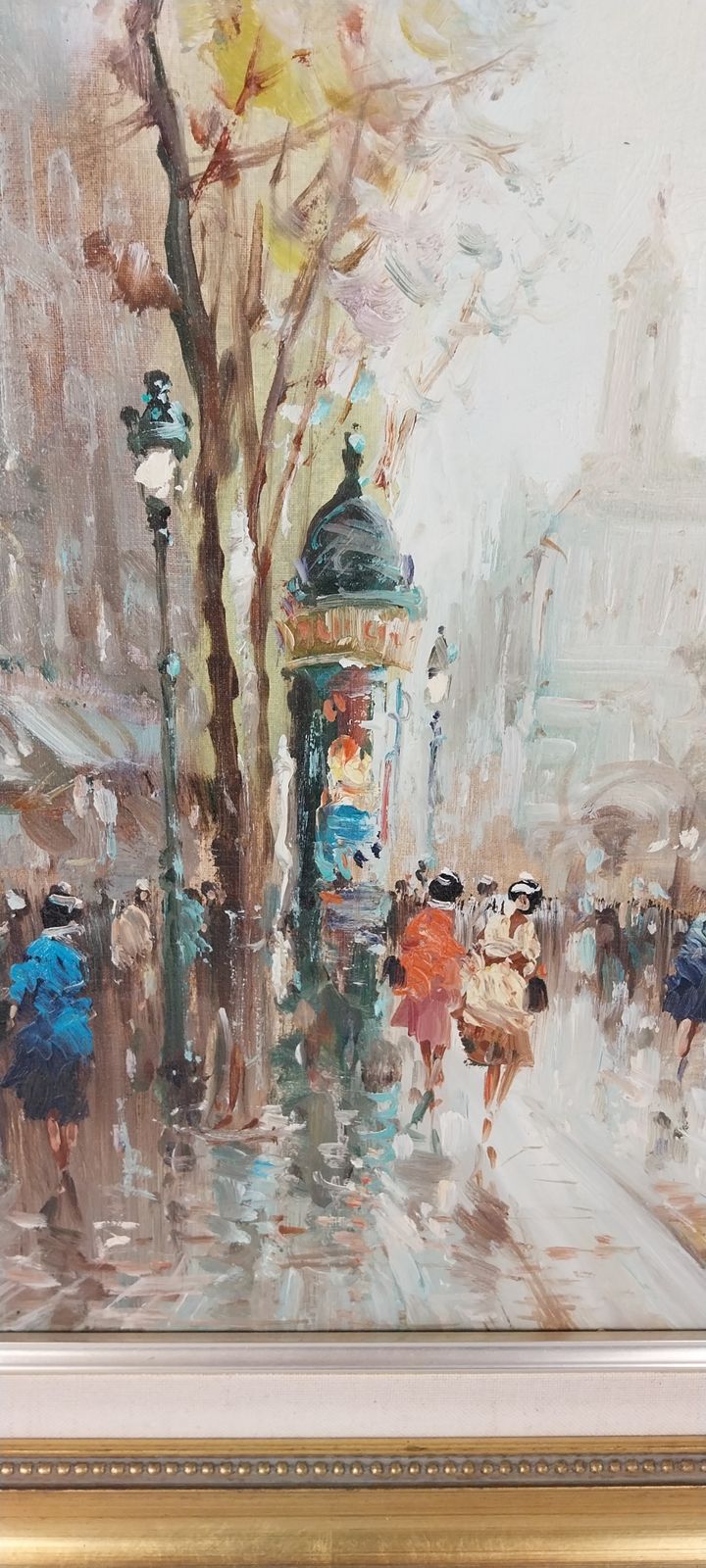 Vintage Impressionist Paris Scene Oil On Canvass In Gilt Frame photo Art