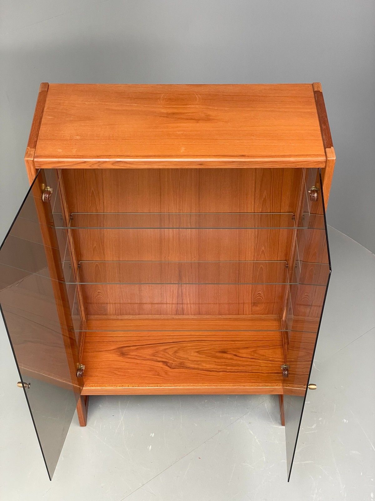Vintage 1960s Shelving Unit Glazed Solid Teak Turnidge Of London Eb12207 photo Furniture