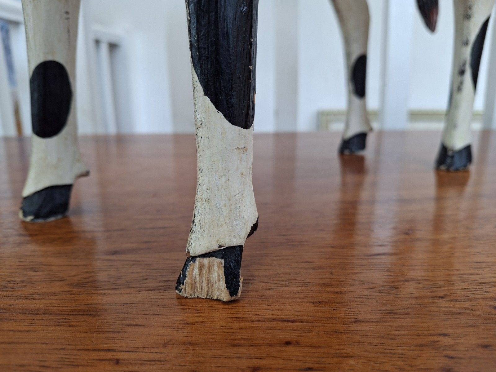 photo for sale Early 20th Century Hand Carved & Painted Dutch Friesian Cow Folk Art Model.