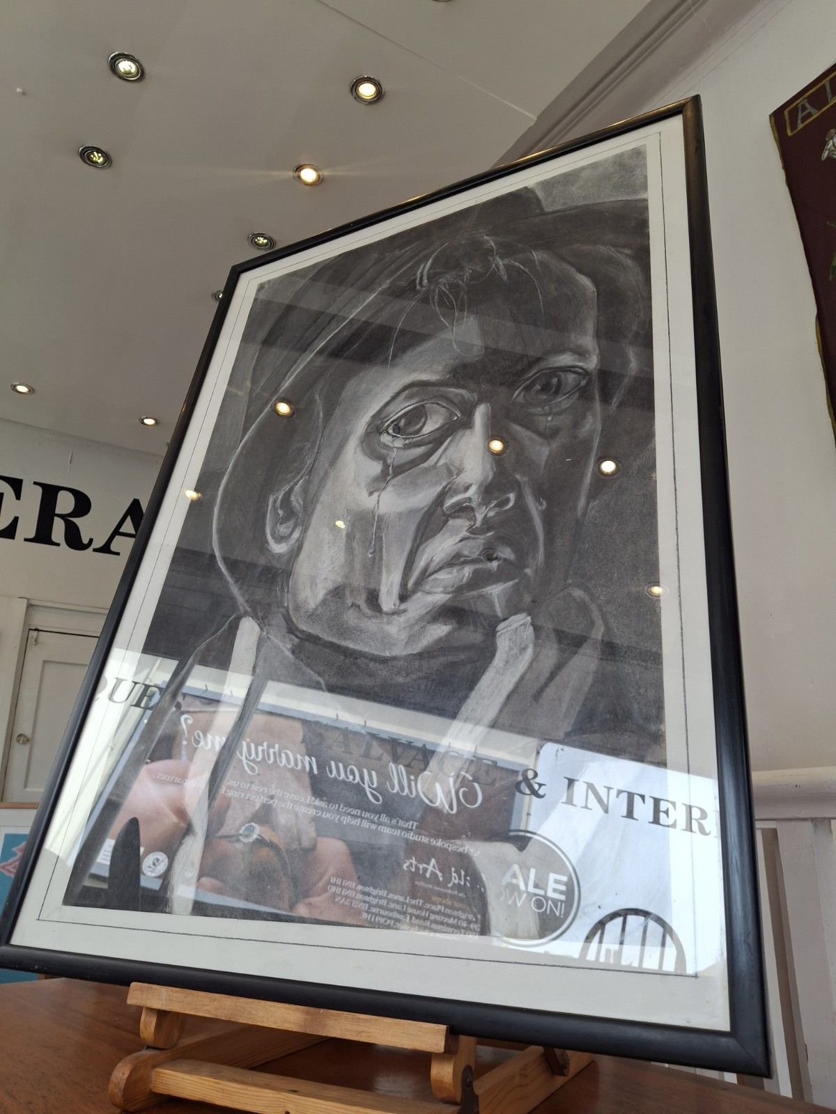 Late  20th Century Framed Charcoal Expressionist Portrait Painting photo Art
