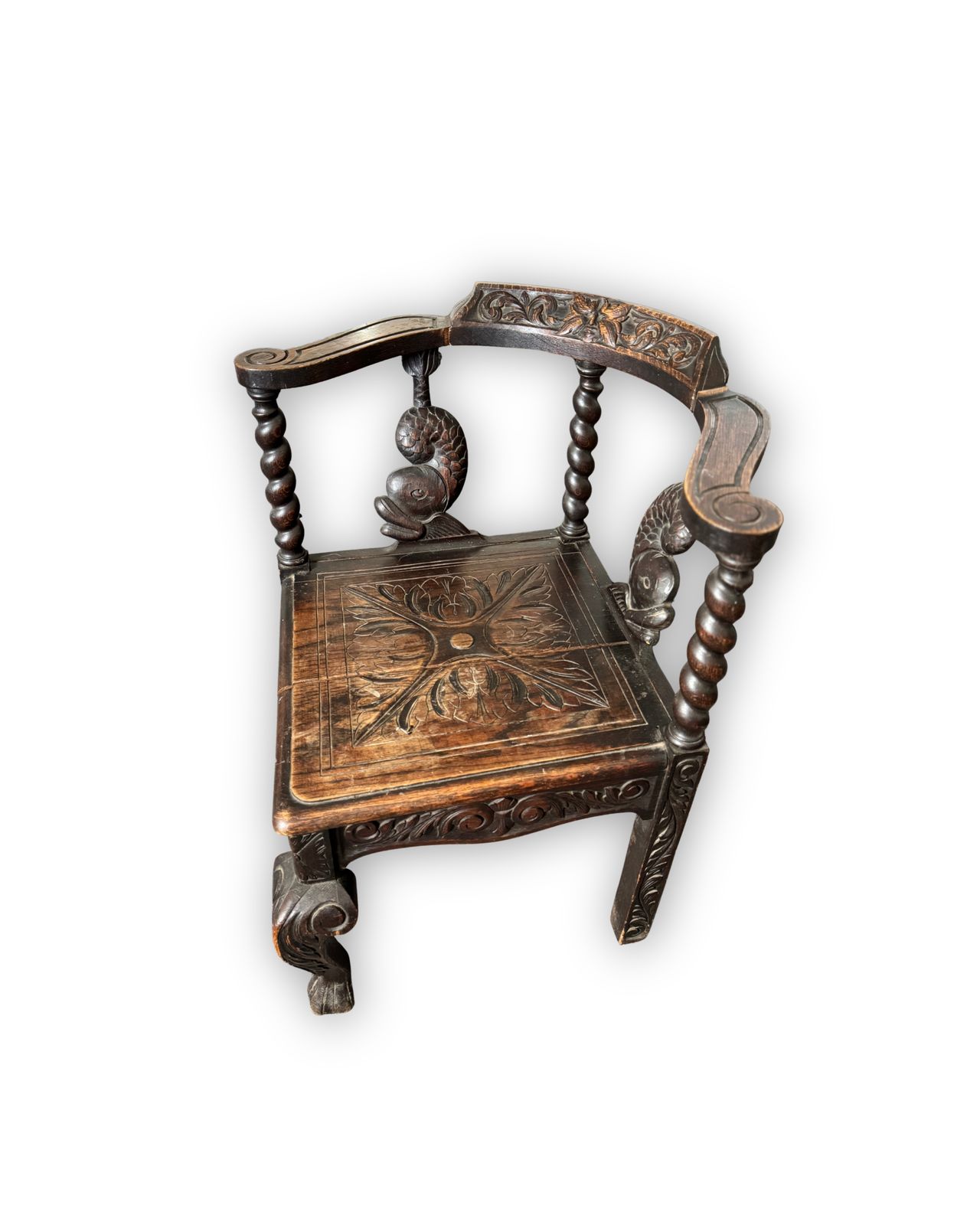 Victorian Carved Corner Chair | Jacobean Revival photo furniture