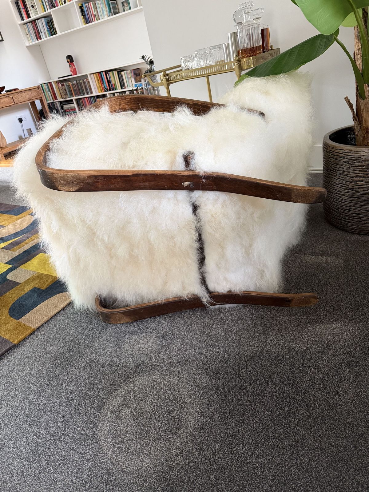 photo furniture Halabala H269 Bentwood Chair, Real Sheepskin Covering