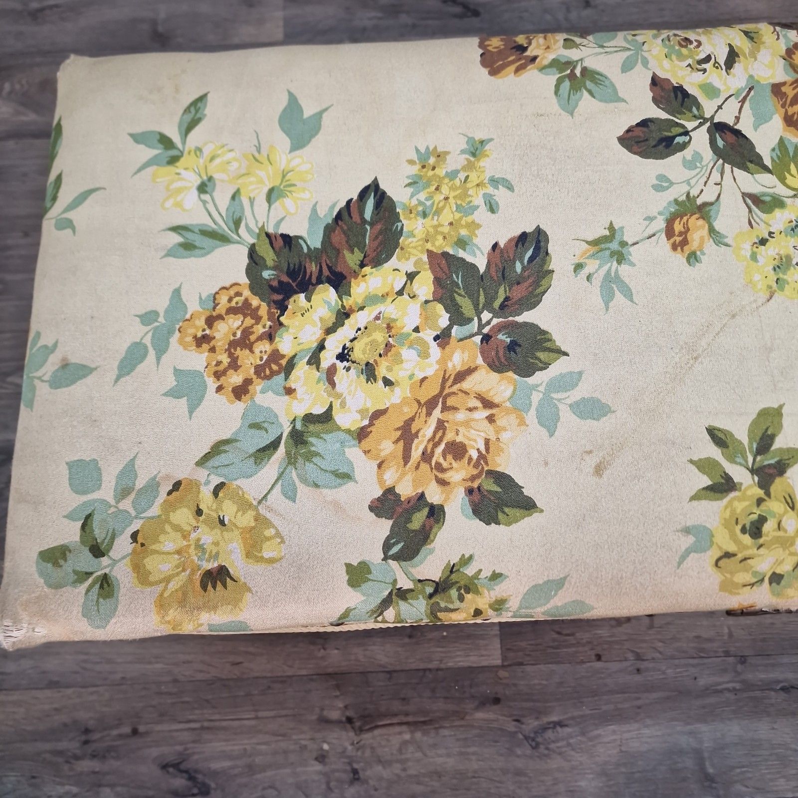 photo for sale Vintage Sirrom Storage Blanket Box Floral Upholstered Ottoman Loom Basket Retro