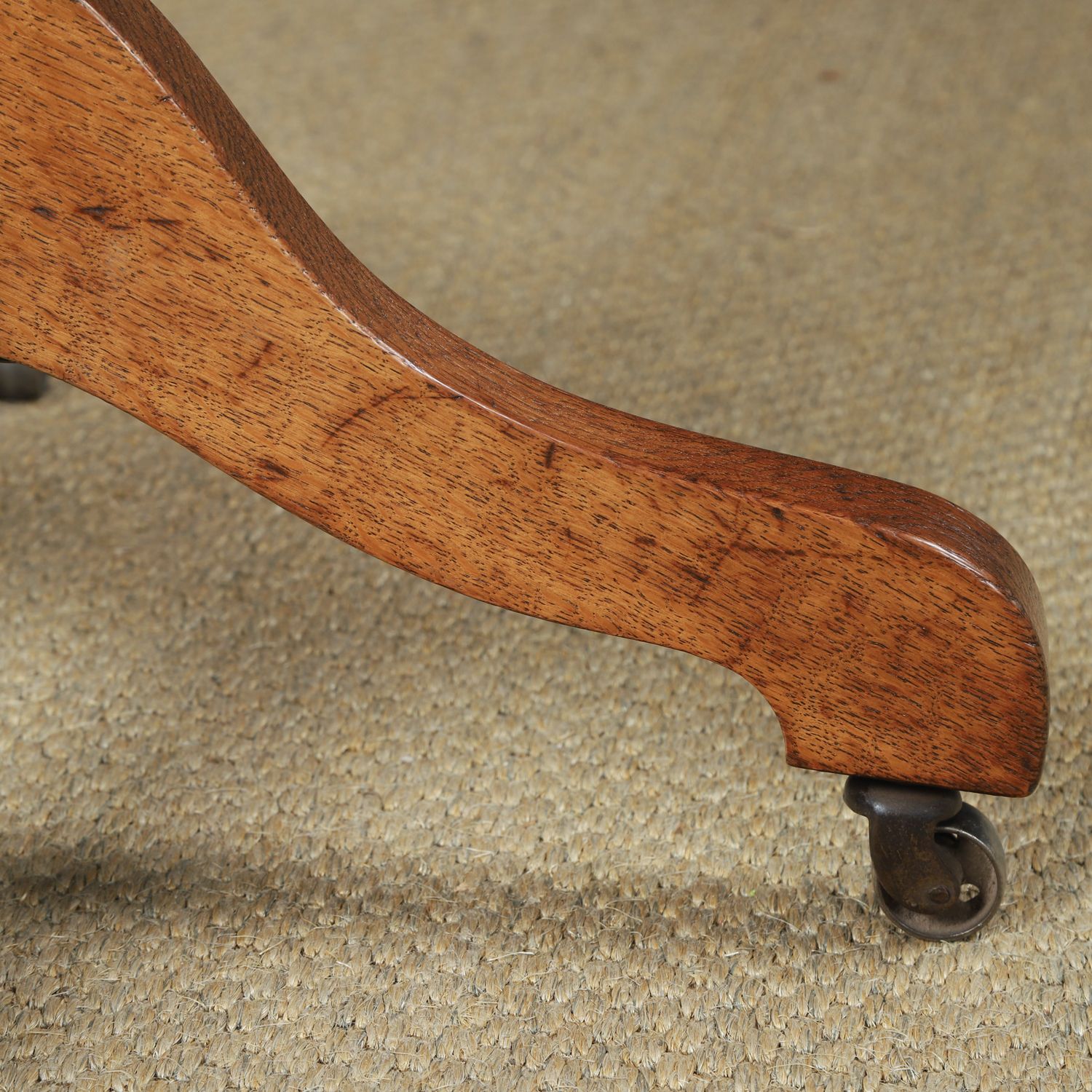 English Edwardian Oak & Green Leather Revolving Office Arm Chair Circa 1910 photo vinterior