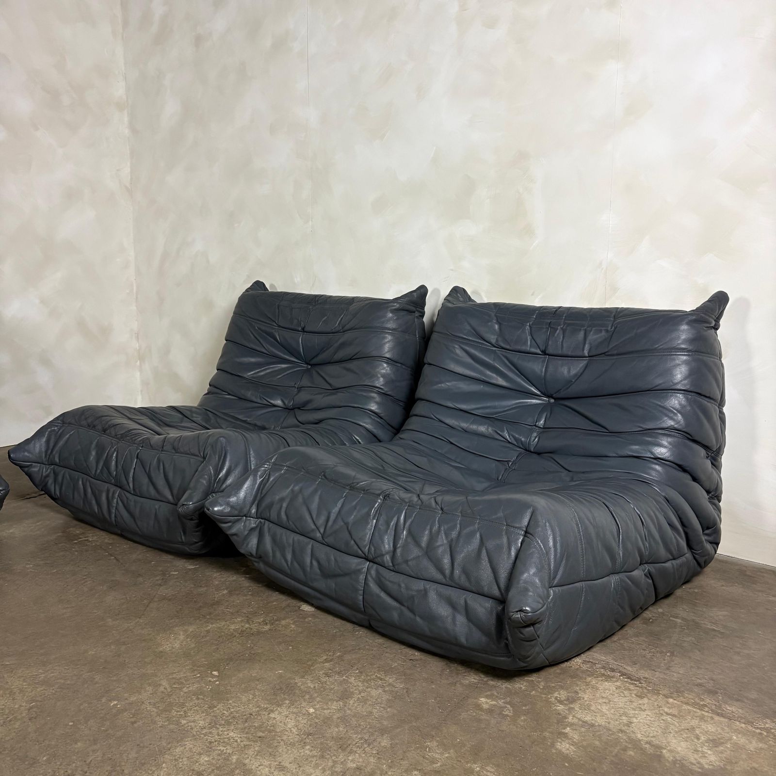 6995.0 Togo Sofa Set Michel Ducaroy Ligne Roset Grey Leather Mid Century Retro Mcm photo