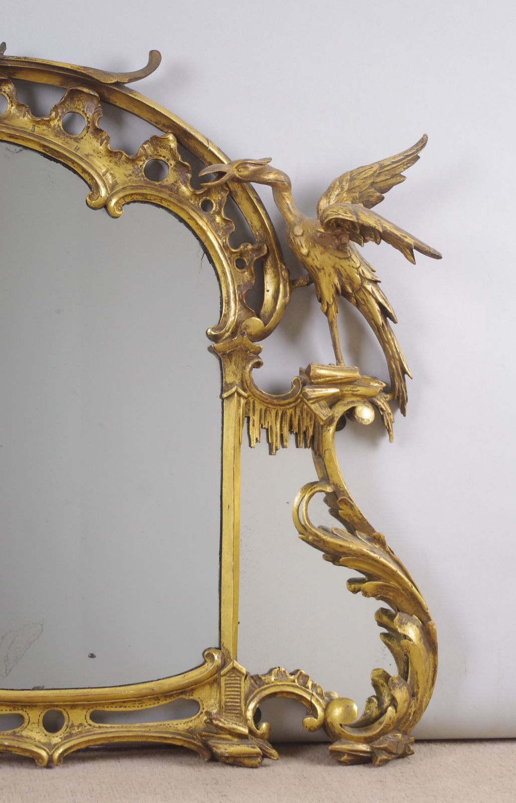 19th Century Chinese Chippendale Style Giltwood Overmantle Mirror photo for sale