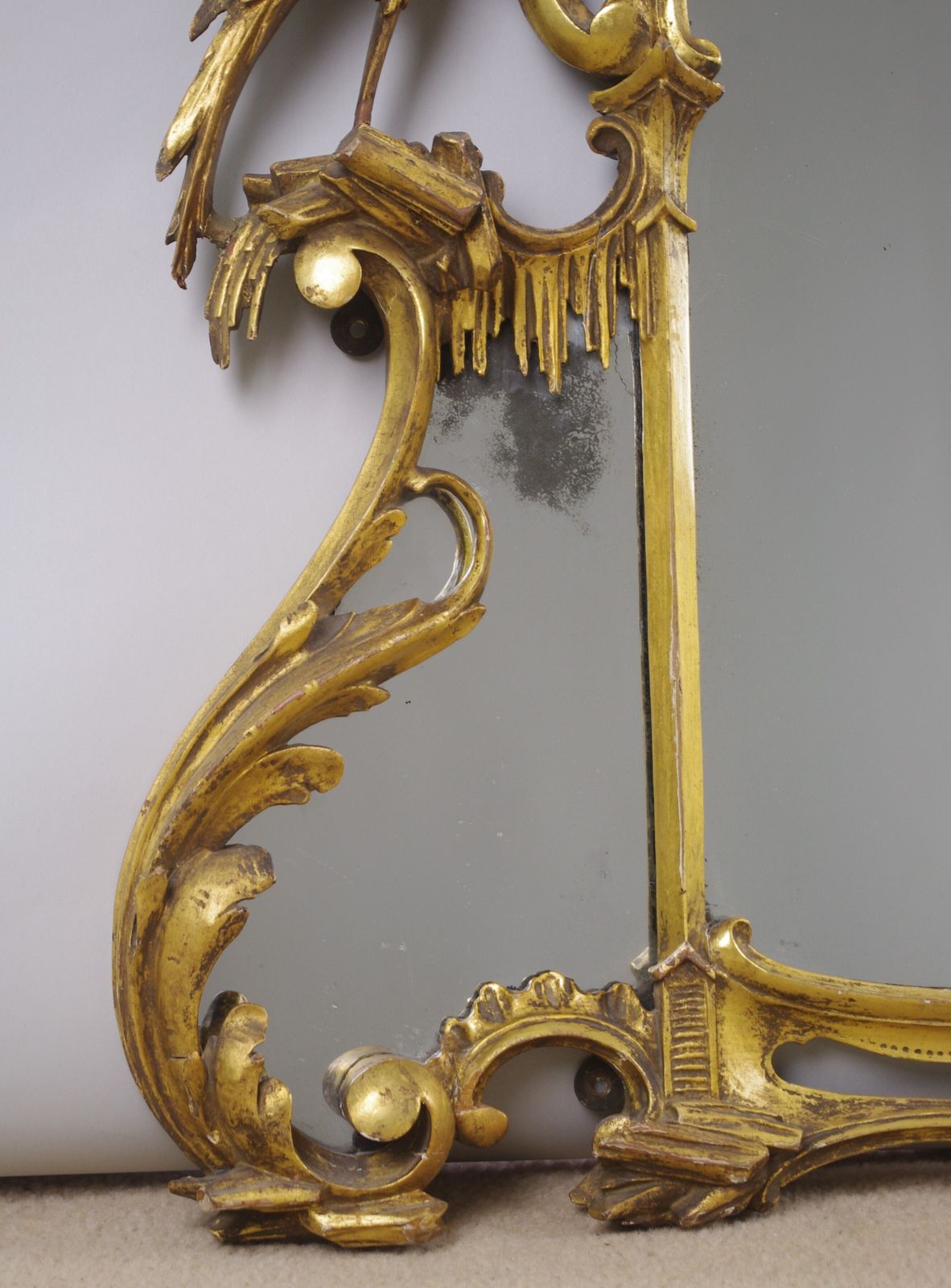 photo furniture 19th Century Chinese Chippendale Style Giltwood Overmantle Mirror