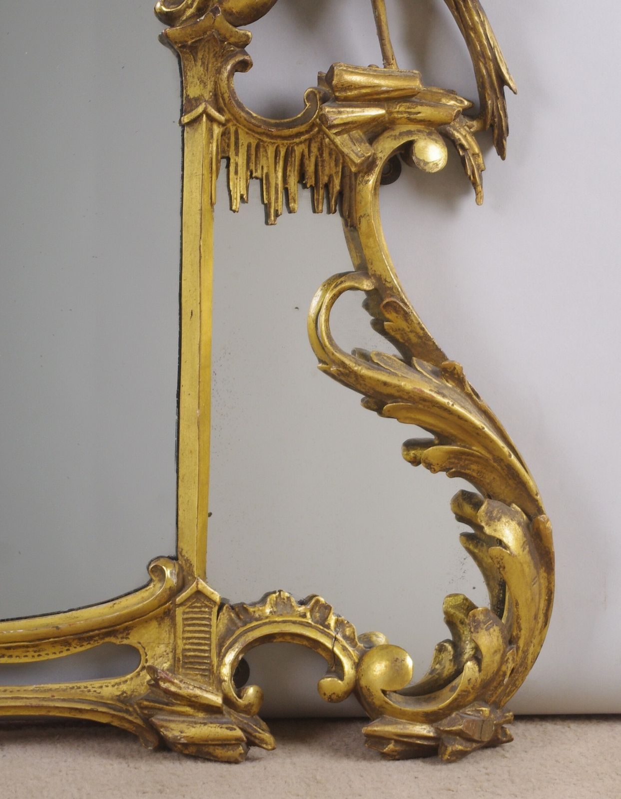 photo for sale 19th Century Chinese Chippendale Style Giltwood Overmantle Mirror