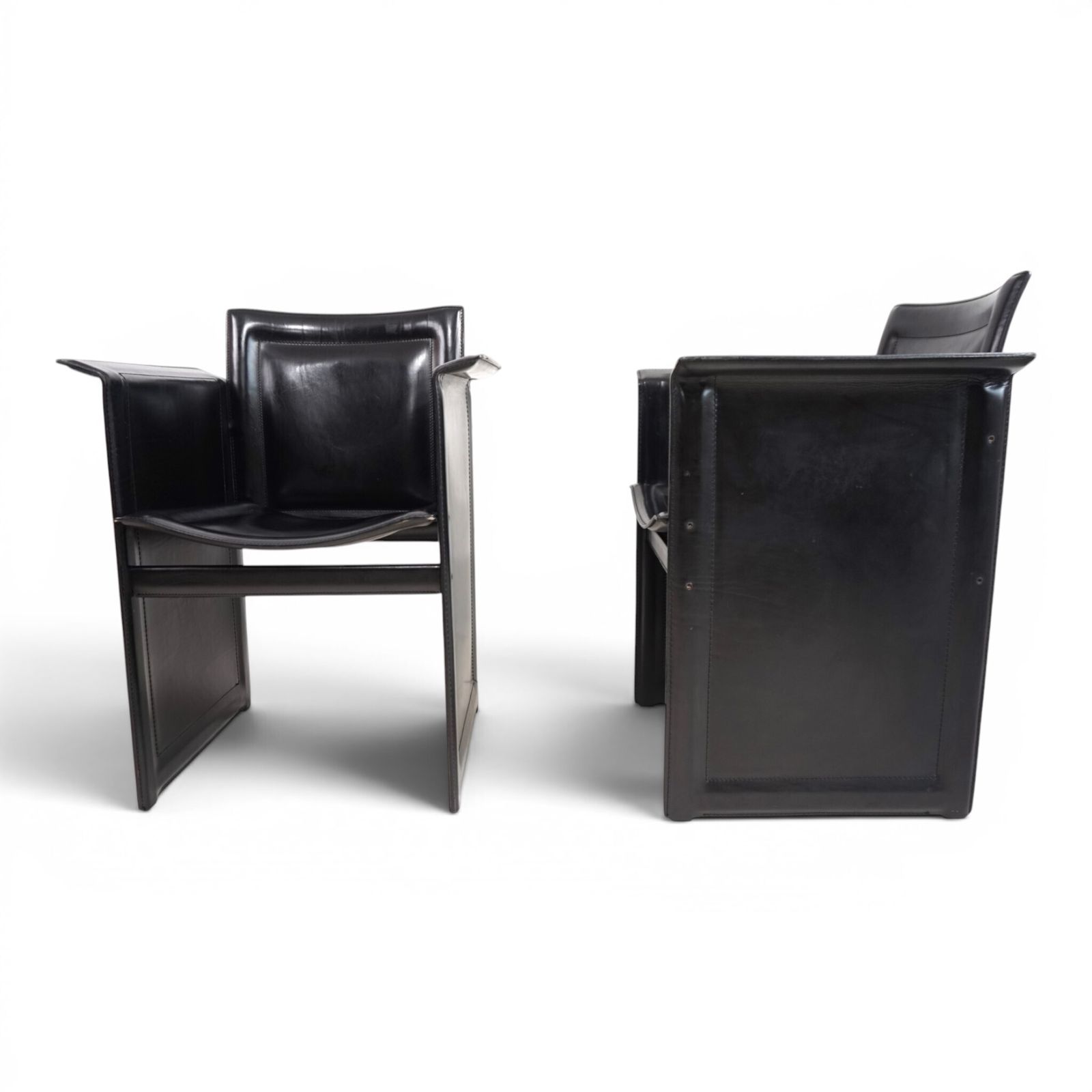 Set van 2 Arrben Solaria fauteuils in zwart leer van Tito Agnoli, 1970 photo 780.0