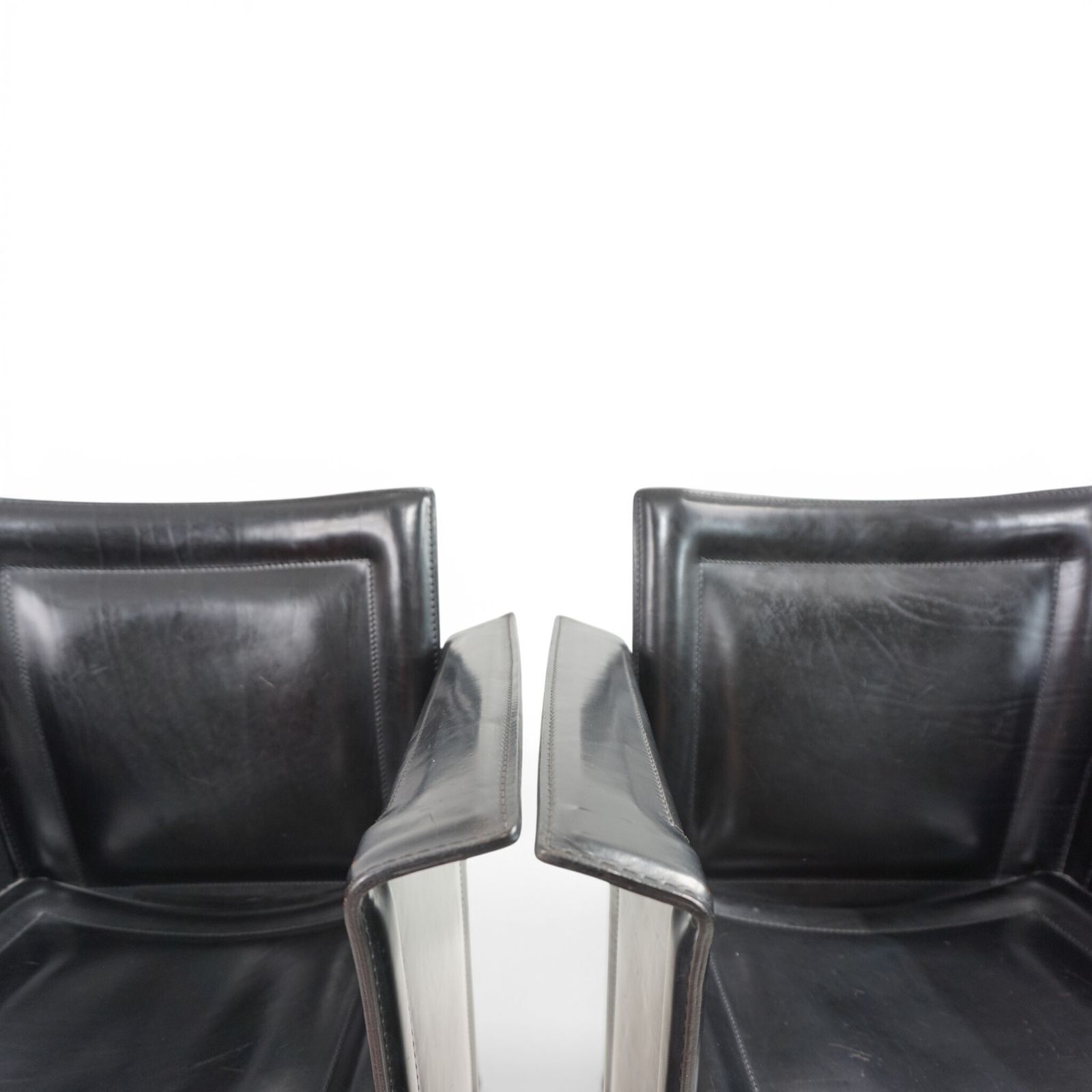 Furniture Set Of 2 Arrben Solaria Black Leather Chairs By Tito Agnoli, 1970 photo