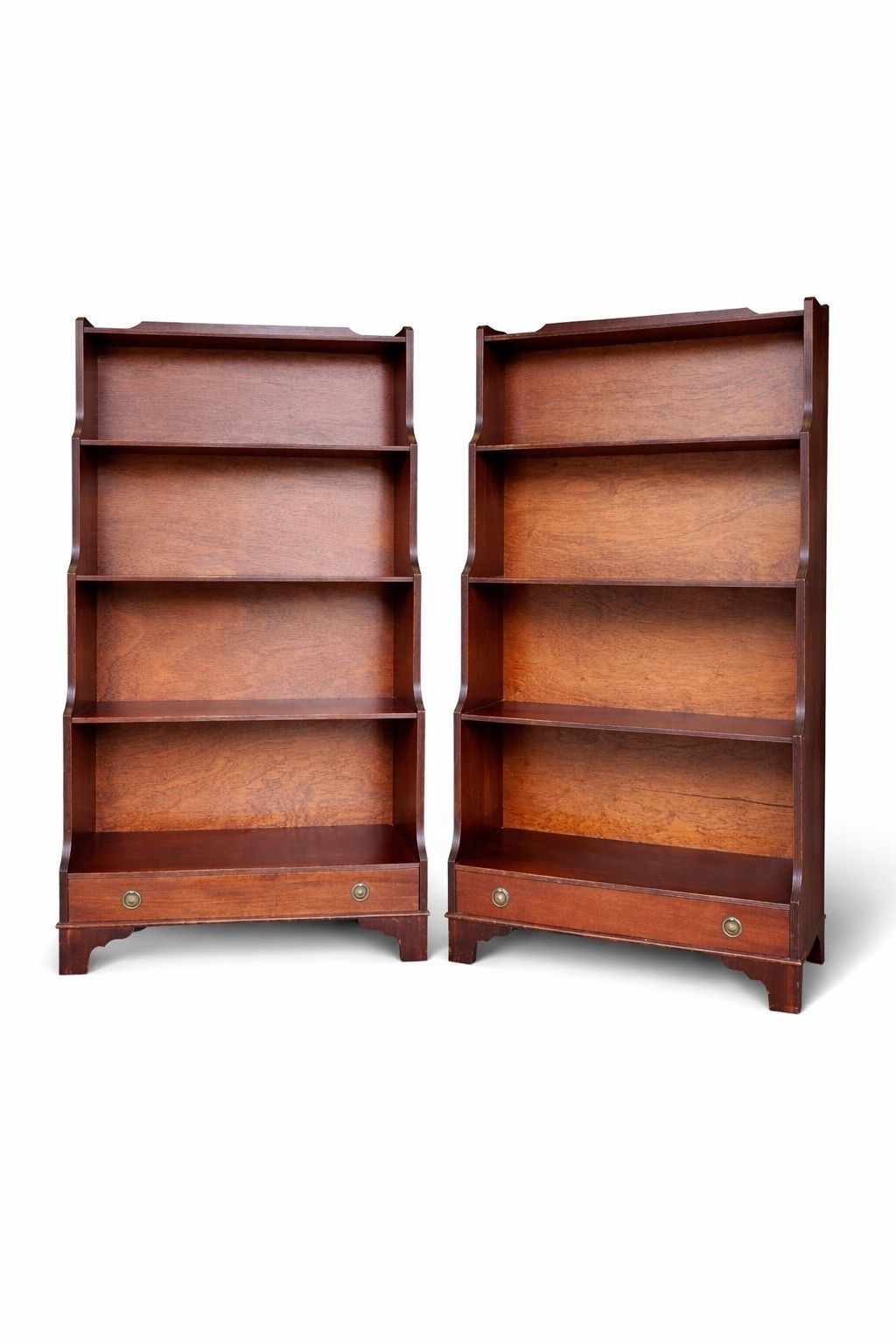 2x Freestanding Antique Wooden 19th Century Mahogany Waterfall Bookcase