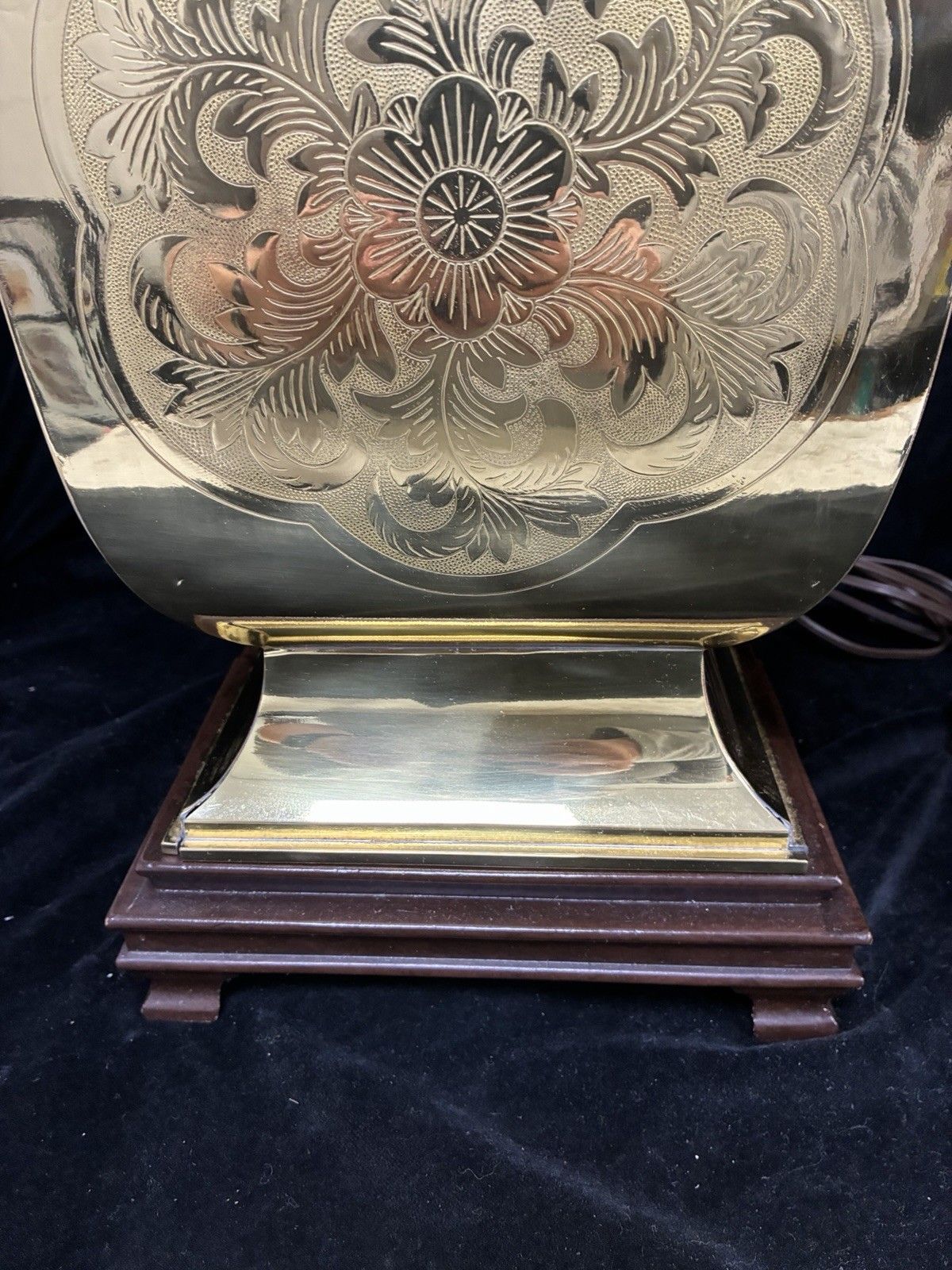 Pair Of Large Table Lamps Hollywood Regency Oriental Pagoda Brass On Wood Plinth photo buy
