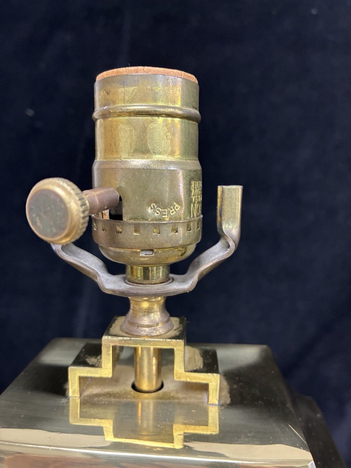 photo furniture Pair Of Large Table Lamps Hollywood Regency Oriental Pagoda Brass On Wood Plinth