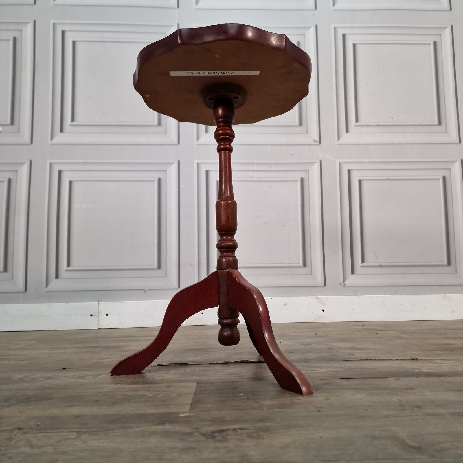 Vintage Wine Side Table Tripod Occasional Antique Style Faux Leather Top photo for sale