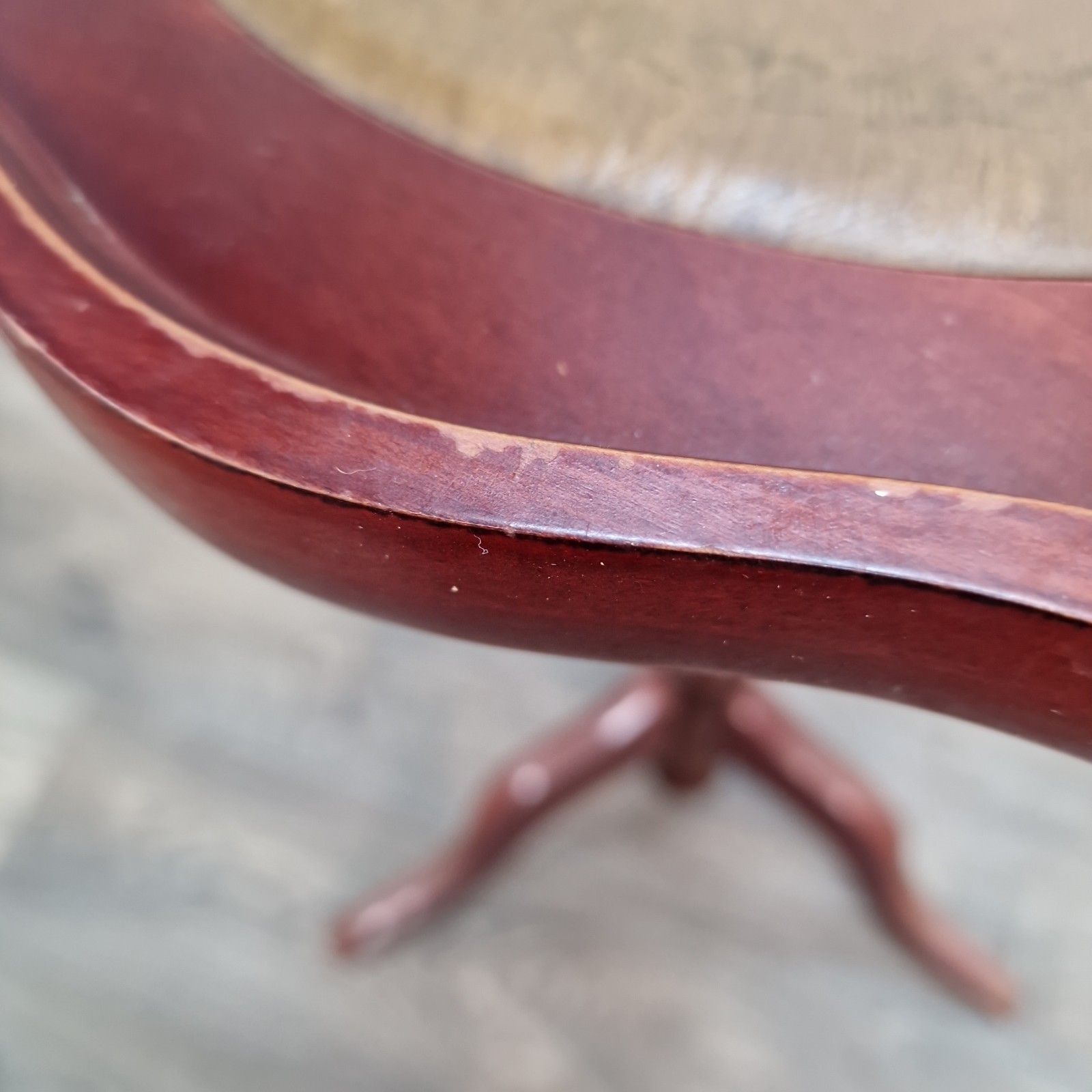 55.0 Vintage Wine Side Table Tripod Occasional Antique Style Faux Leather Top photo