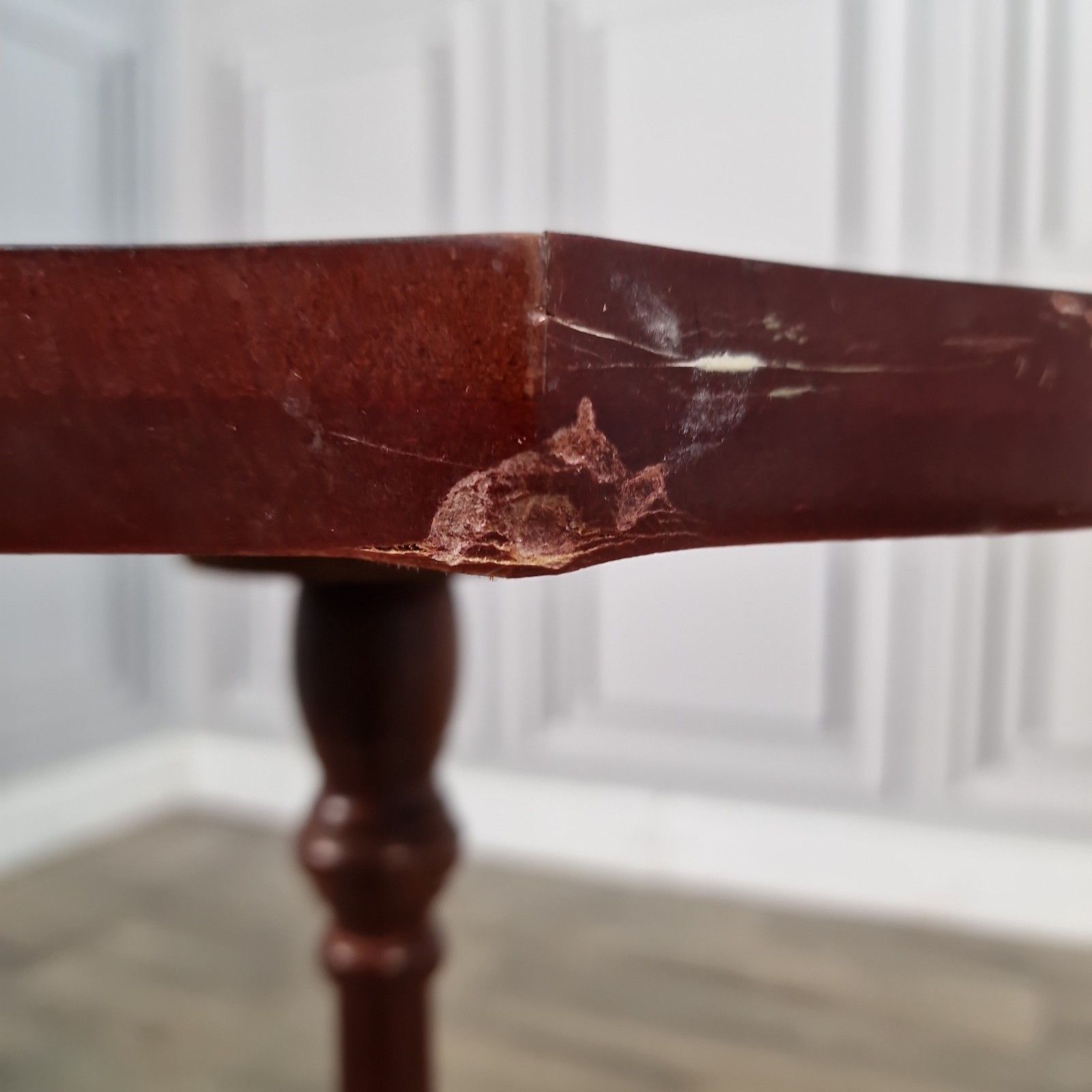 photo buy Vintage Wine Side Table Tripod Occasional Antique Style Faux Leather Top