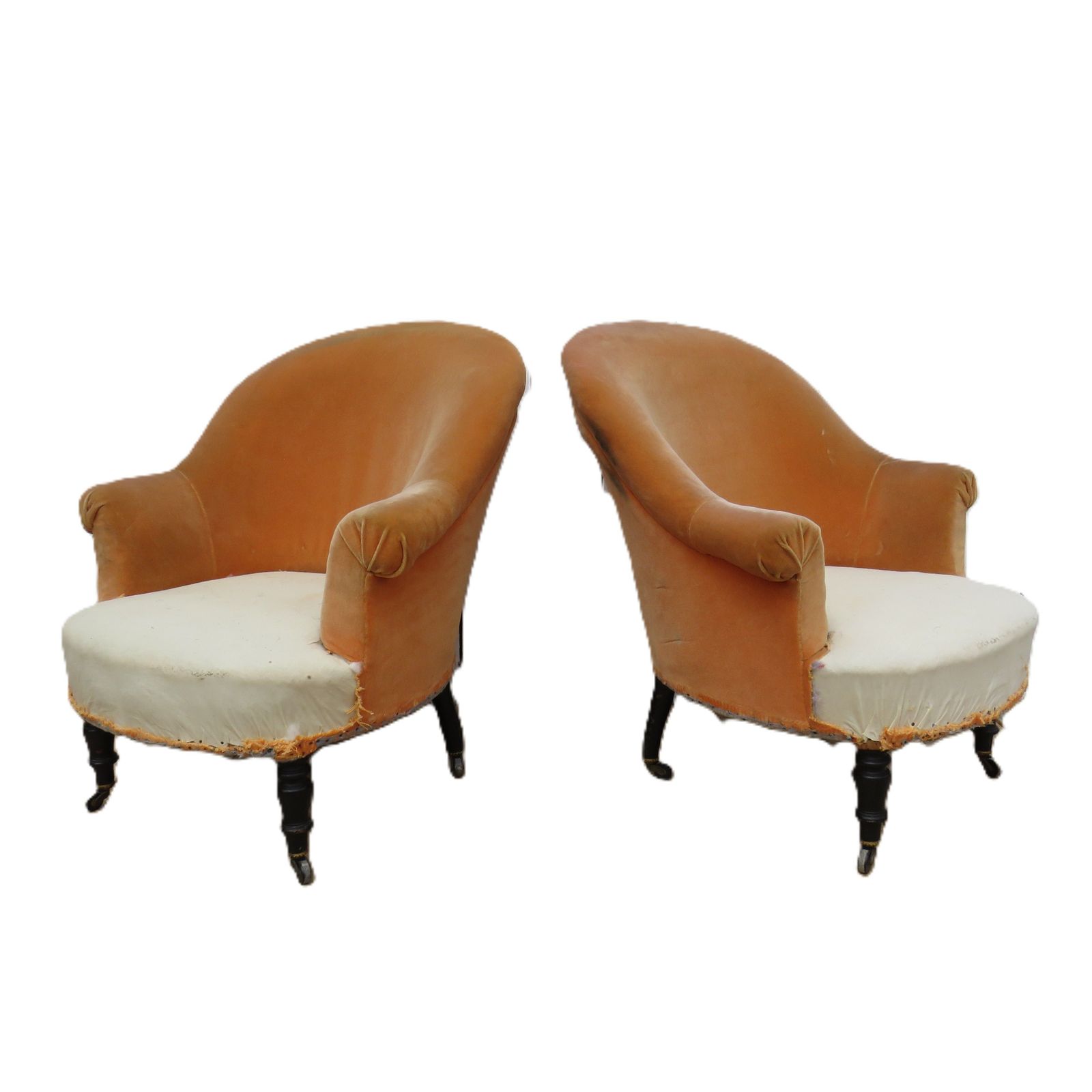 Pair Of Antique Napoleon III Tub Chairs