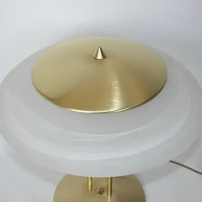 Moderne tafellamp, jaren 1980 | Dimbaar | Messing en glas photo vintage