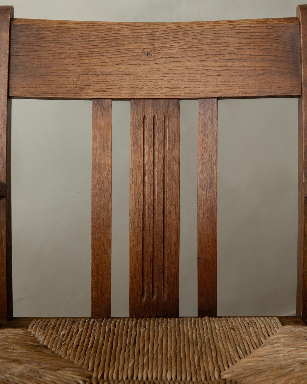 Dutch Art Deco Oak And Rush Armchair Amsterdam School, Netherlands, 1920s photo vinterior
