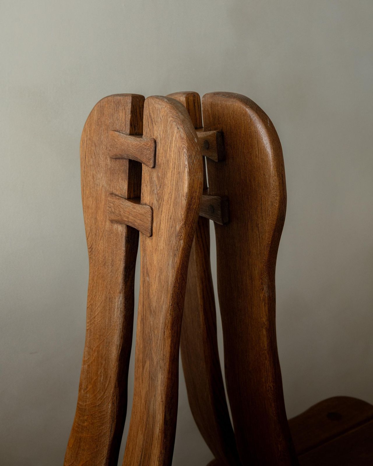 Furniture Brutalist Oak Dining Chairs With Sculptural High Backs De Puydt, 1960s, Set Of 6 photo