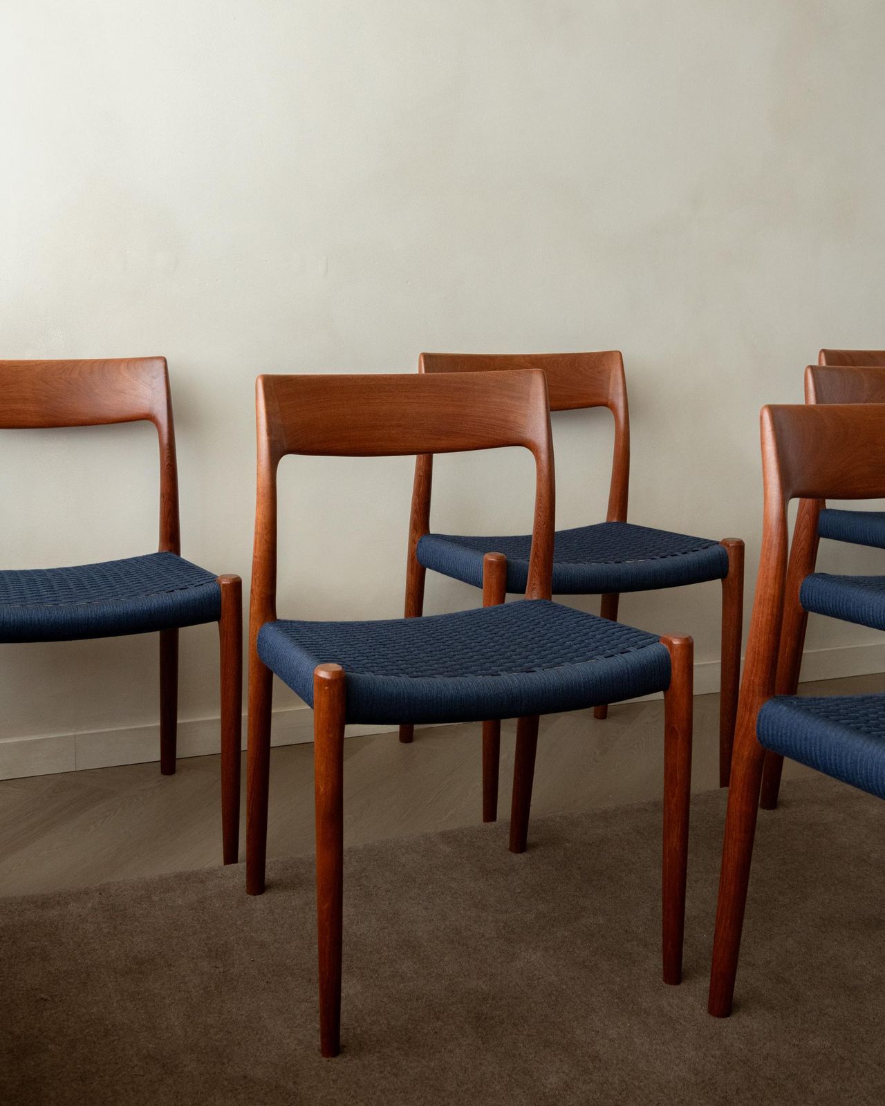Mid Century Modern Teak Dining Chairs Model 77 By Niels Otto Møller, 1960s photo for sale