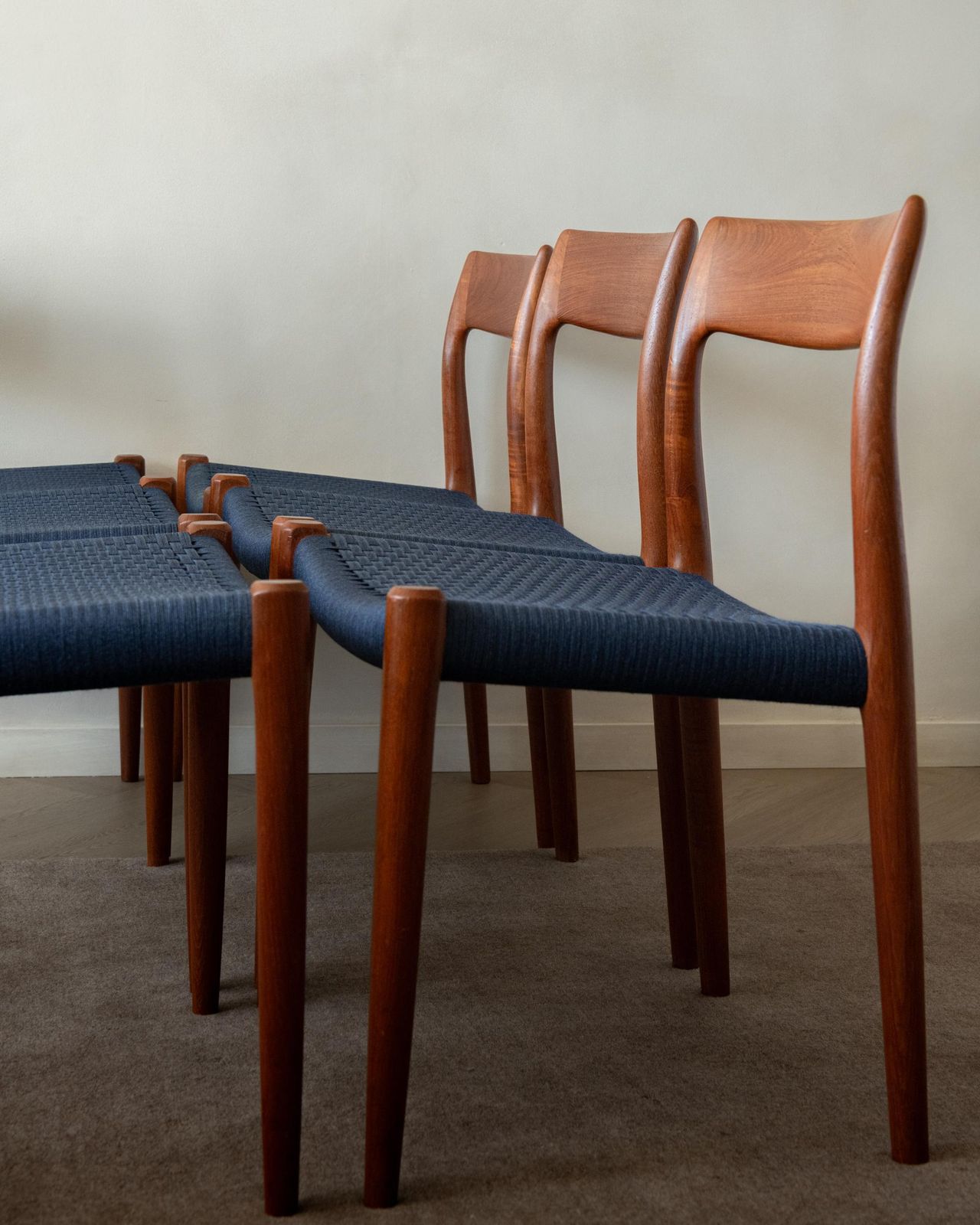 Furniture Mid Century Modern Teak Dining Chairs Model 77 By Niels Otto Møller, 1960s photo
