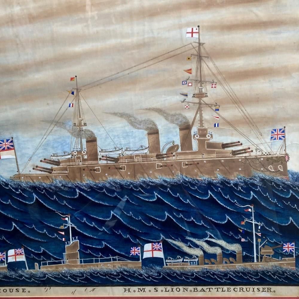 Naive Maritime Watercolour   Hms Lion photo for sale