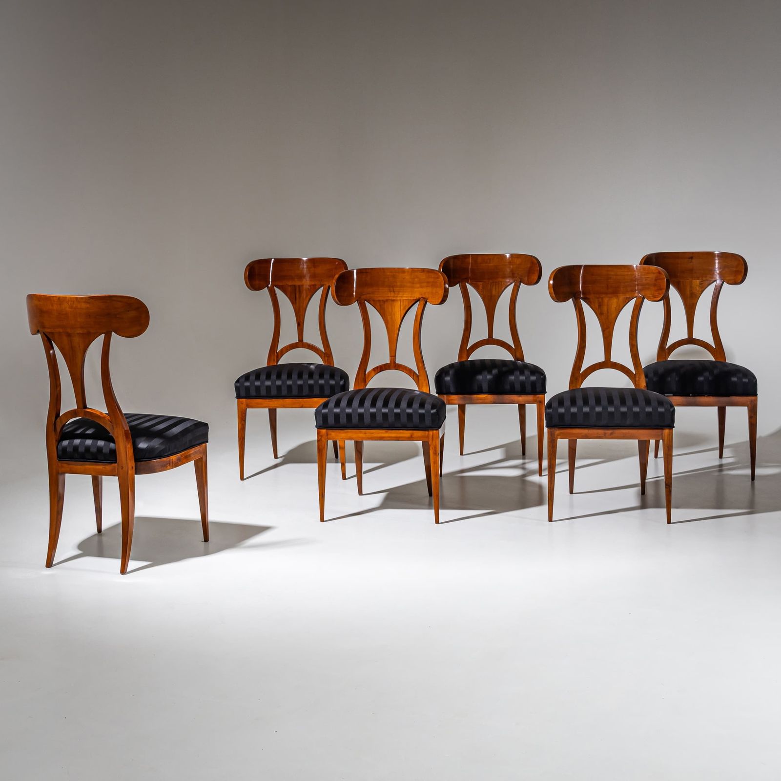 Set Of Six Biedermeier Shovel Back Chairs, Circa 1820 photo Furniture