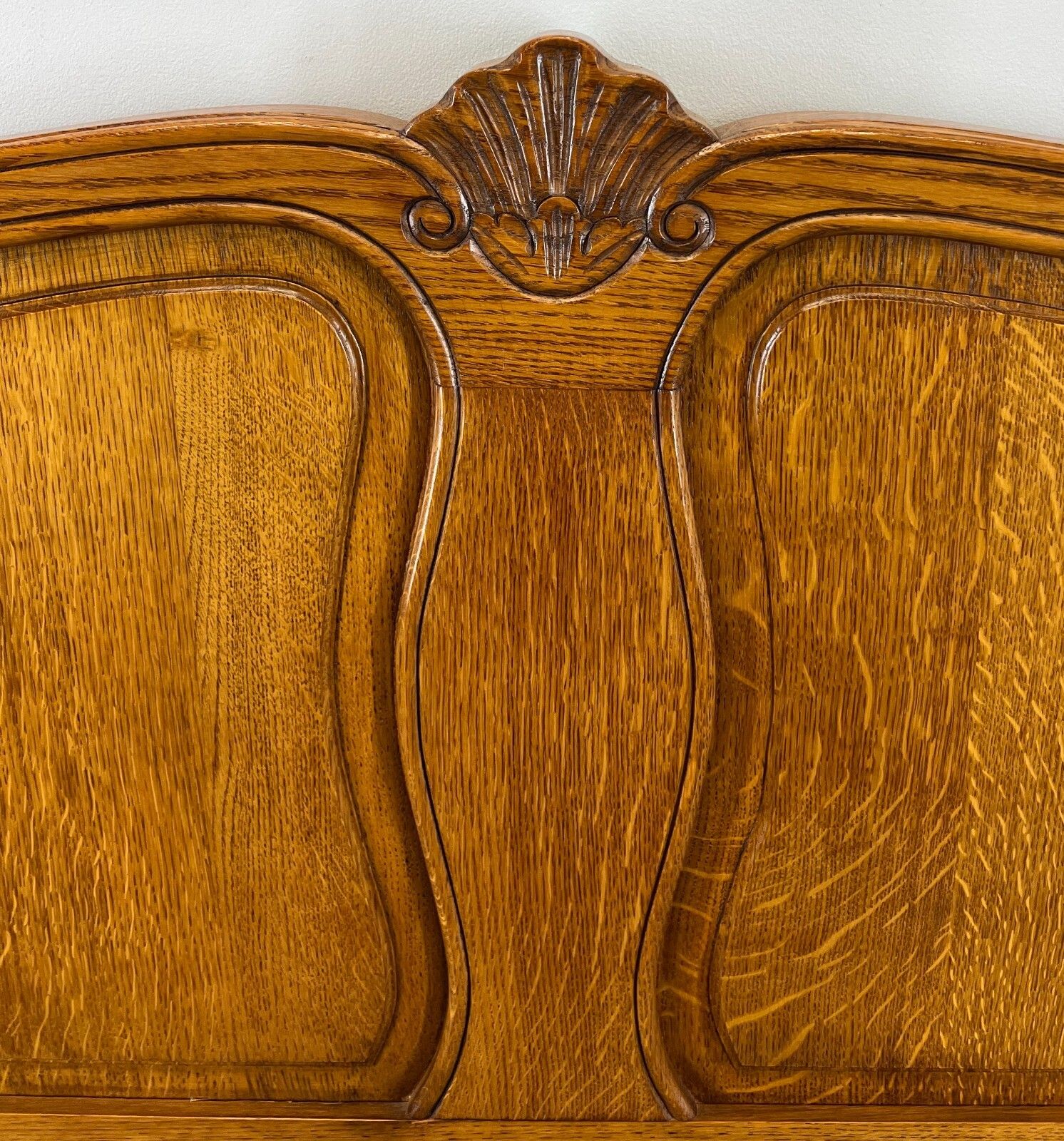 photo furniture Bed Vintage French Louis XVI Oak Double Bed Frame Carved Headboard Lot 2967