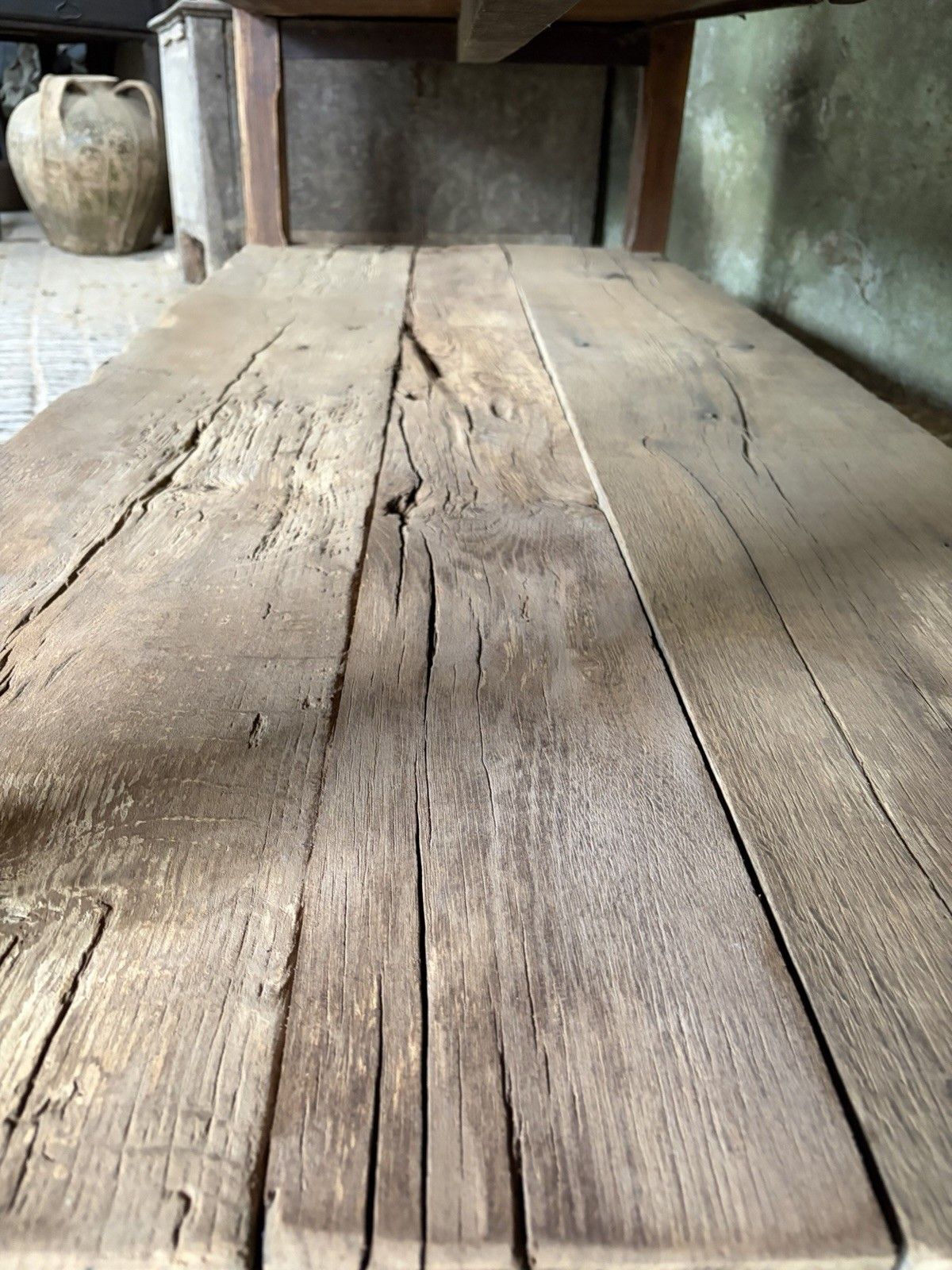 Antique French Farmhouse Kitchen Island Table — Pine & Oak, Two Drawers, 192cm photo buy